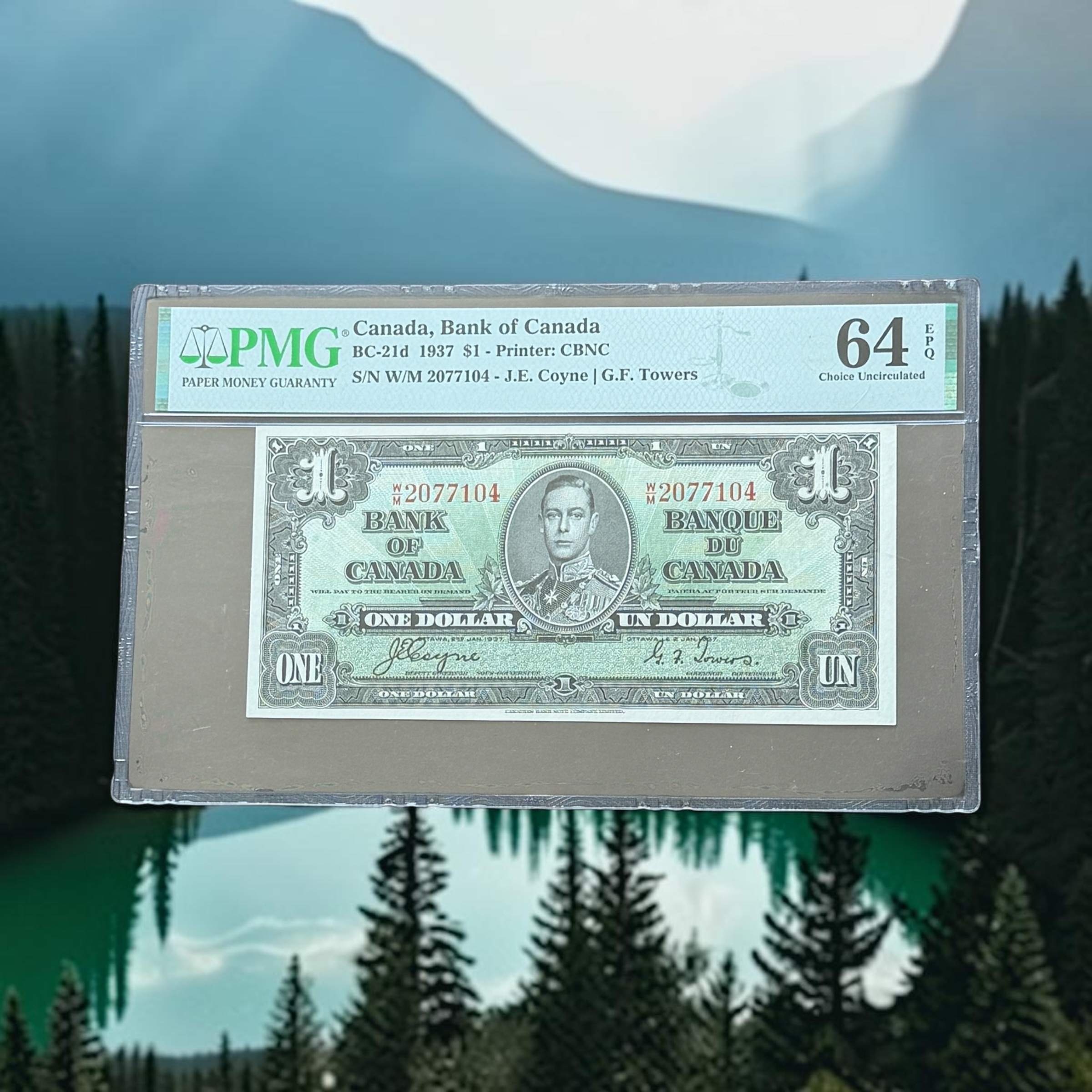 1937年加拿大一元 (PMG 64分) W/M 2077104