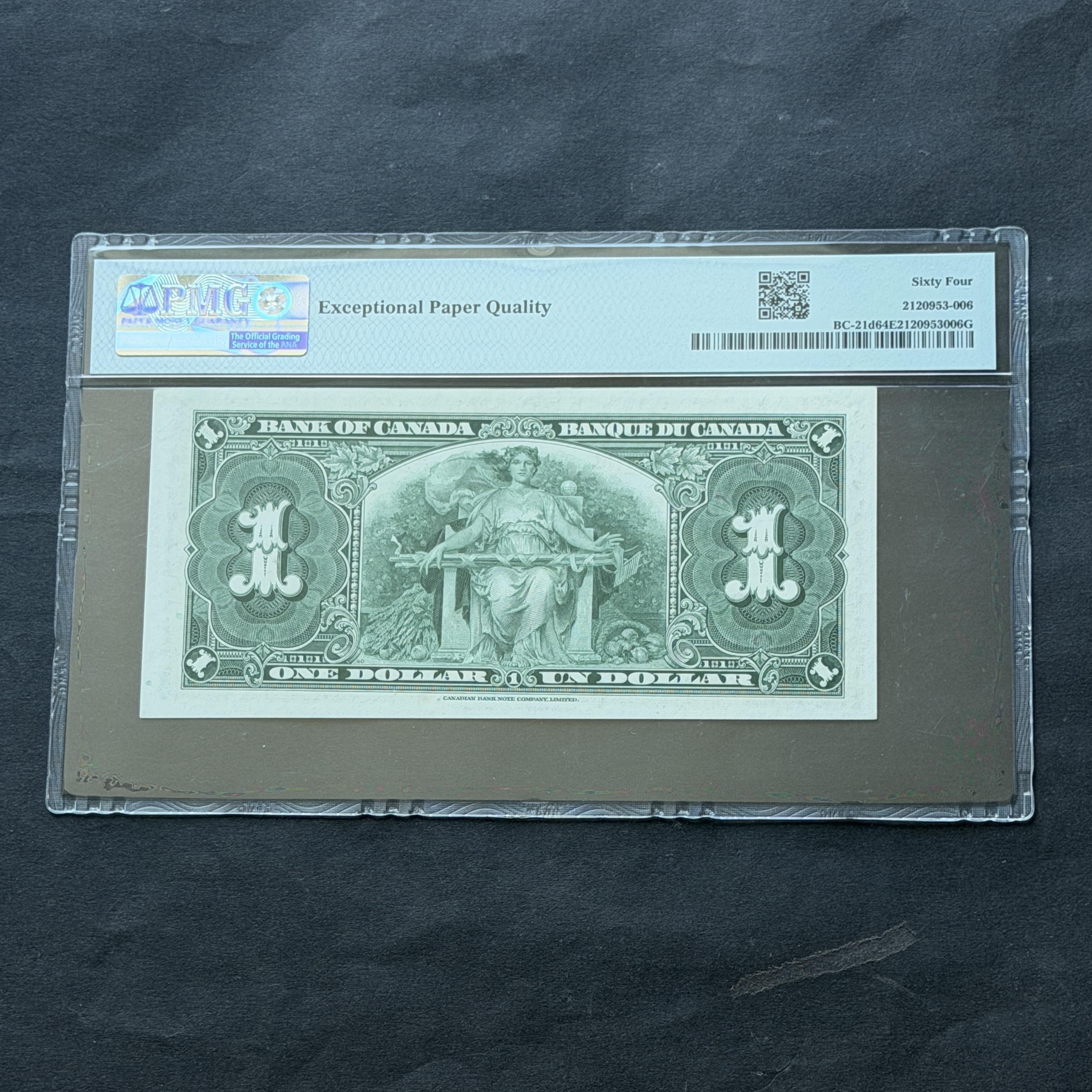 1937年加拿大一元 (PMG 64分) W/M 2077104