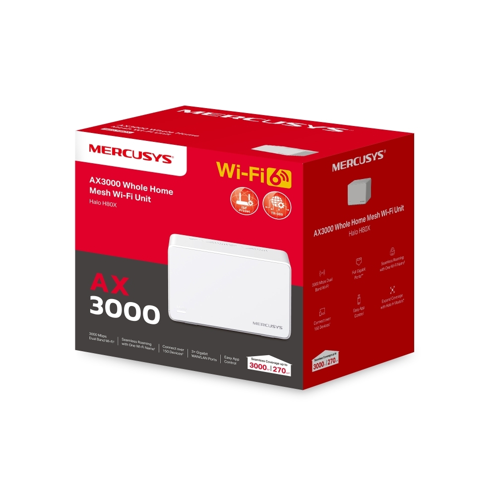 Mercusys Halo H80X AX3000 雙頻 Wi-Fi 6 全屋 Mesh 網狀路由器 (單入裝)