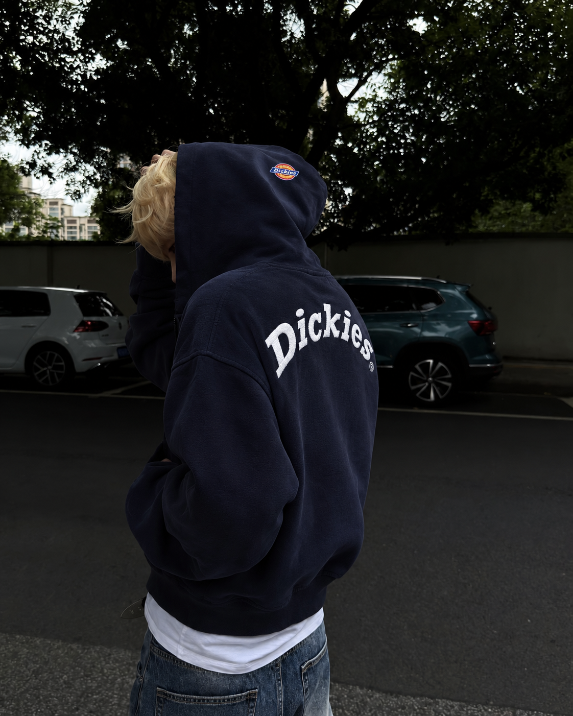 DICKIES 經典 刺繡 美式 復古 環形 背大LOGO 帽T