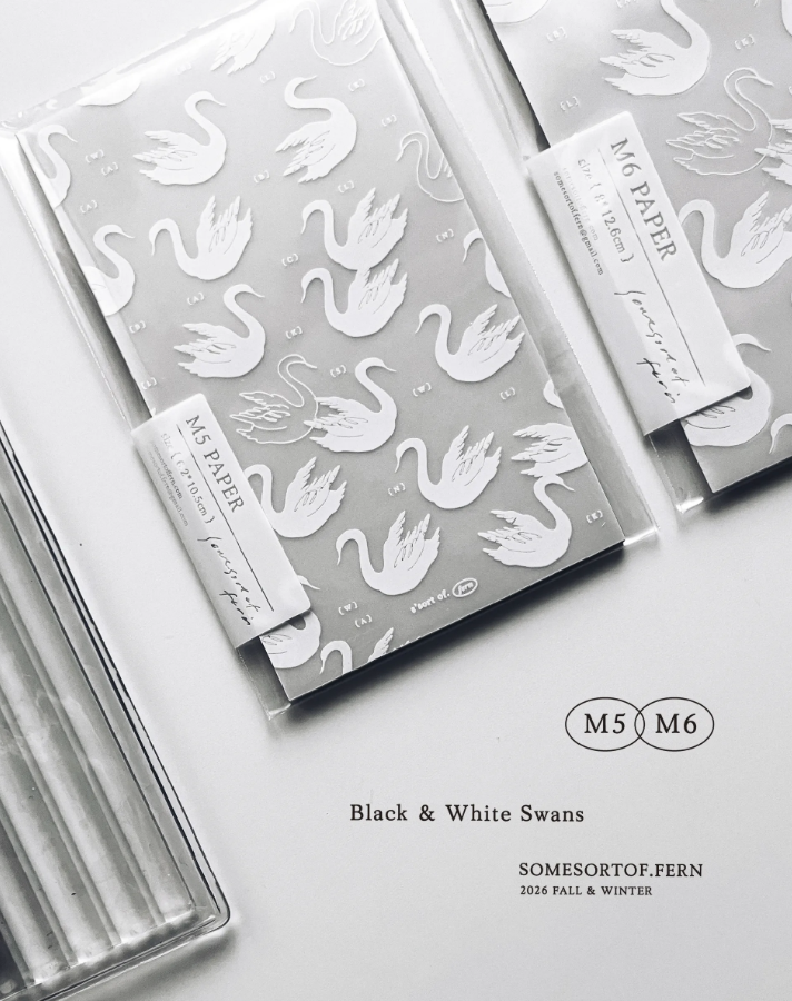 羊君｜白黒白鳥 - 𝐁𝐥𝐚𝐜𝐤 𝐚𝐧𝐝 𝐖𝐡𝐢𝐭𝐞 𝐒𝐰𝐚𝐧𝐬 - 活頁便條紙 (M5, M6)
