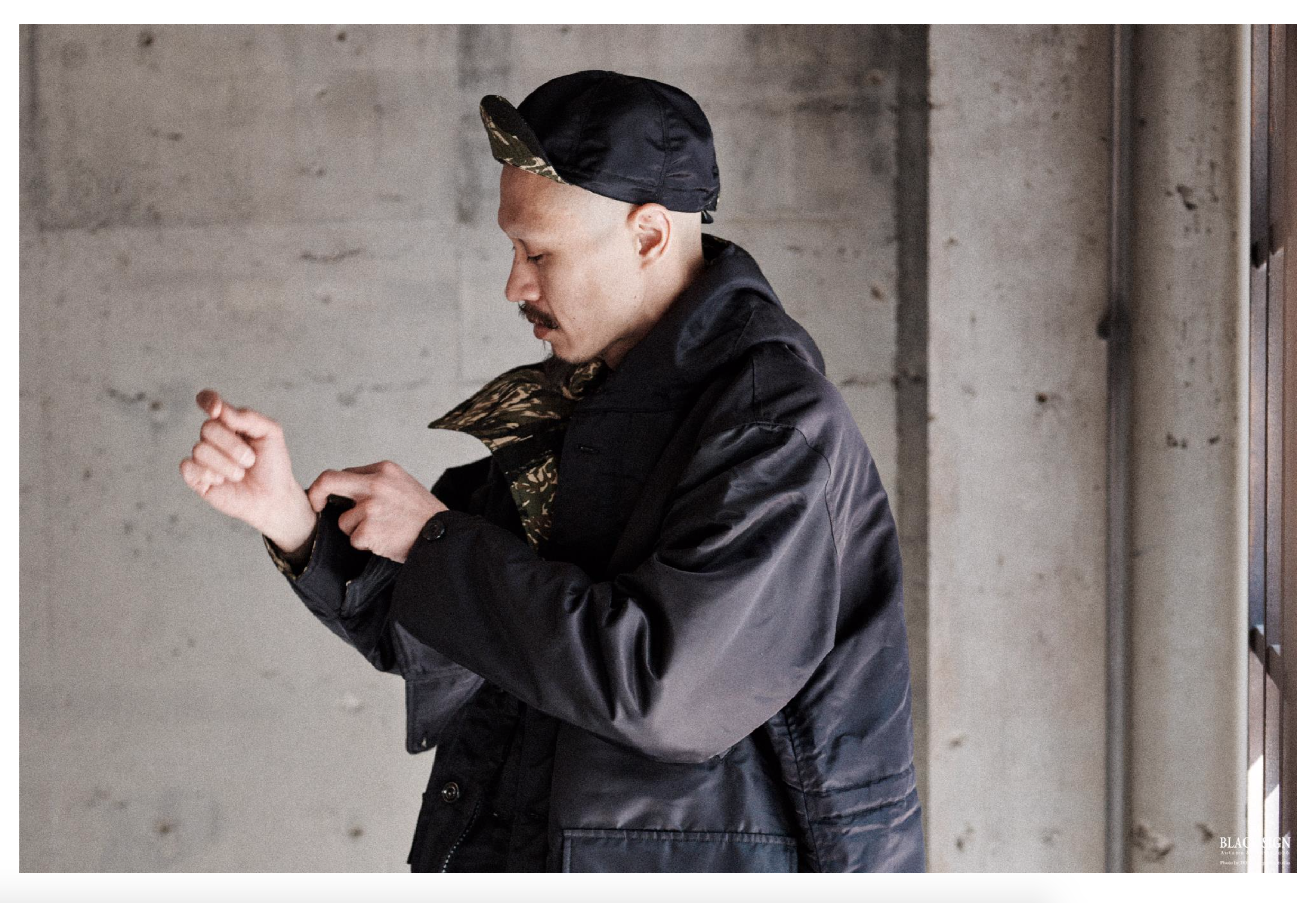 Black Sign Tiger Camo Duality Cap / Shiny Black × Tiger Camo