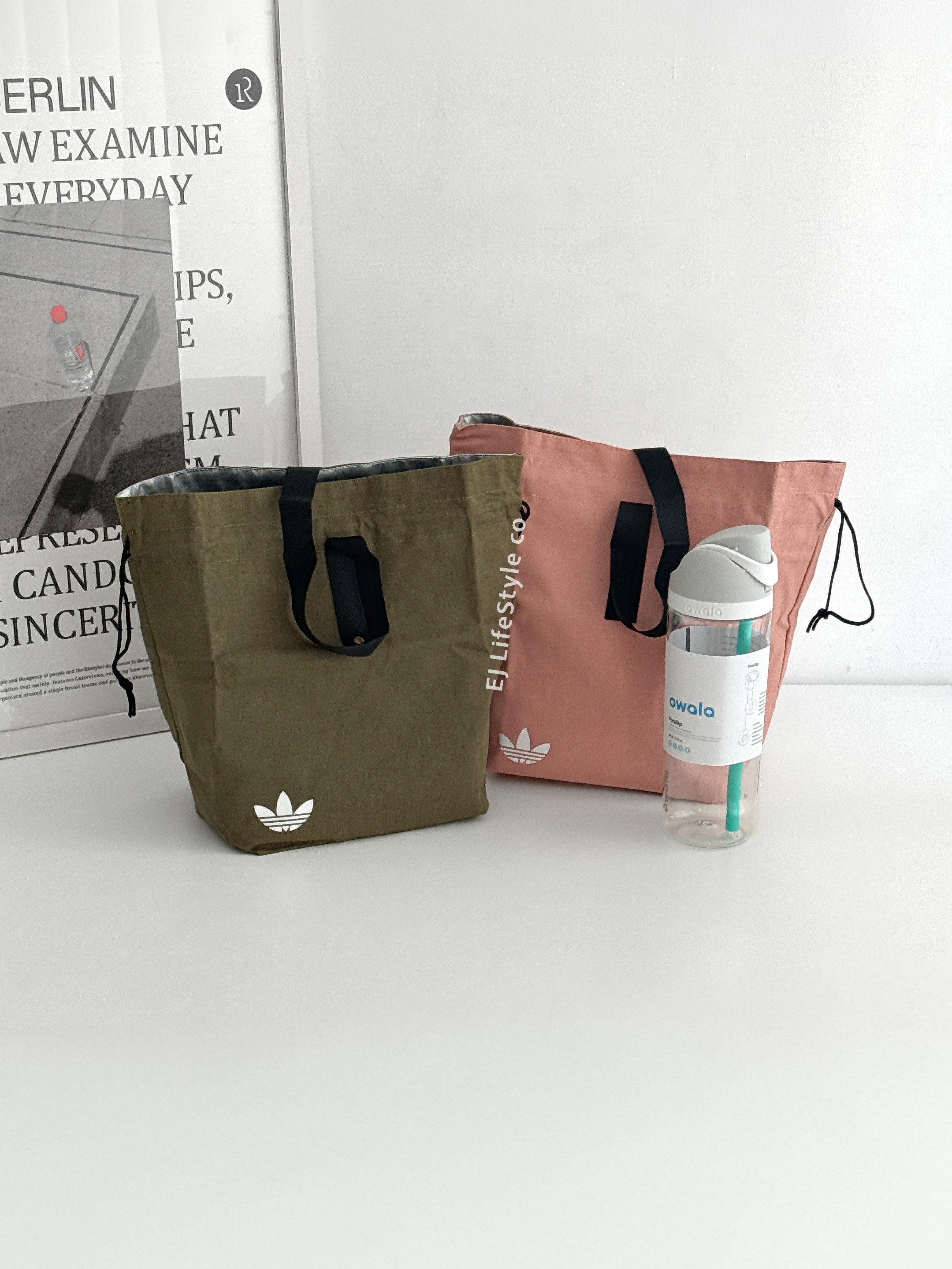 ADIDAS ORIGINALS 三葉草 環保餐袋 珊瑚粉 GWP067 抹茶綠 GWP068 / 現貨
