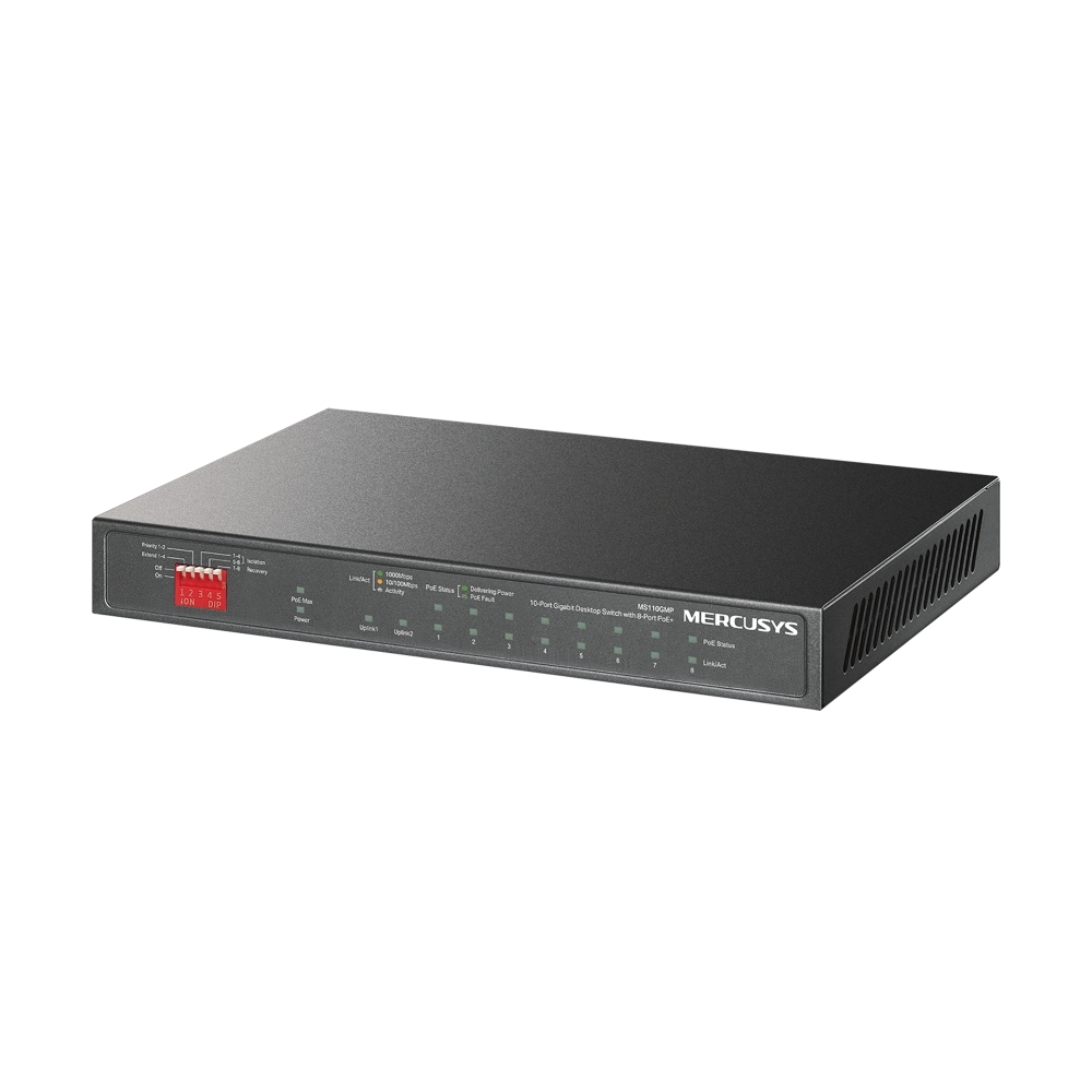 Mercusys MS110GMP 10埠 Gigabit 桌面型 PoE+ 交換器 (含 8埠 PoE)