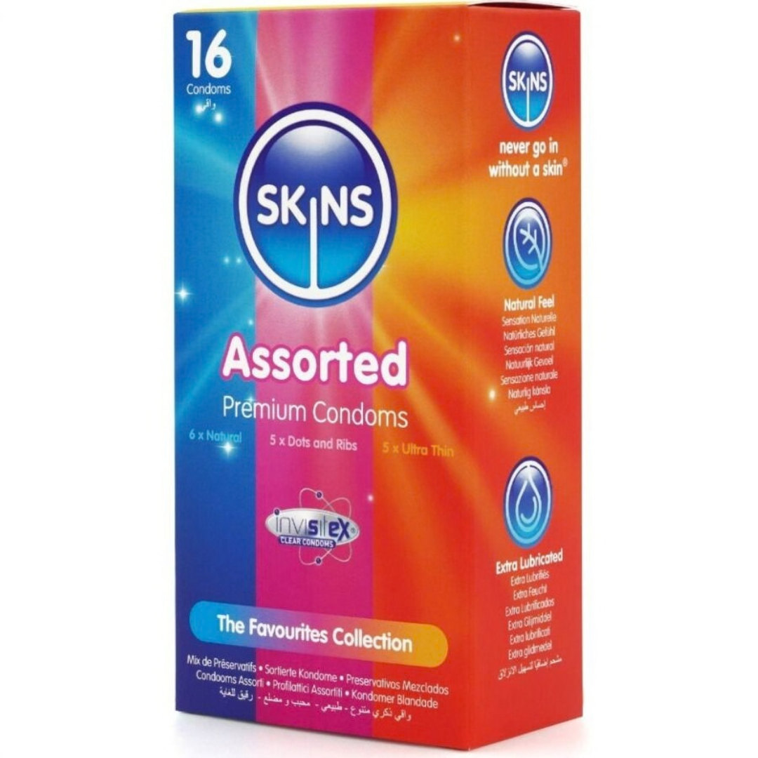Skins Assorted 雜錦 標準+凸點螺紋+超薄組合 54-55mm 16片裝 乳膠安全套