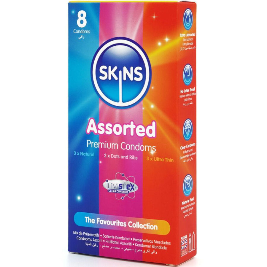 Skins Assorted 雜錦 標準+凸點螺紋+超薄組合 54-55mm 8片裝 乳膠安全套