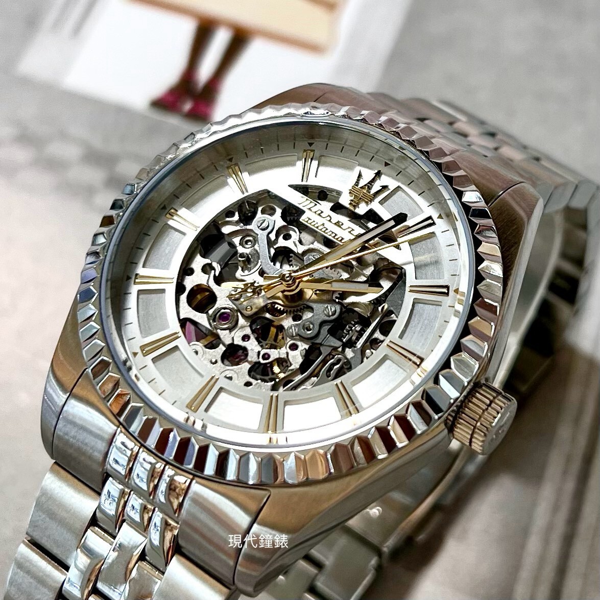 【Maserati 瑪莎拉蒂】銀色簍空Competizione男士手錶R8823100007 41mm 現代鐘錶