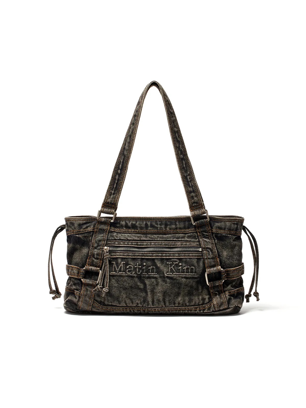 《限時團購優惠》MATIN WASHED DENIM SQUARE BAG IN BLACK