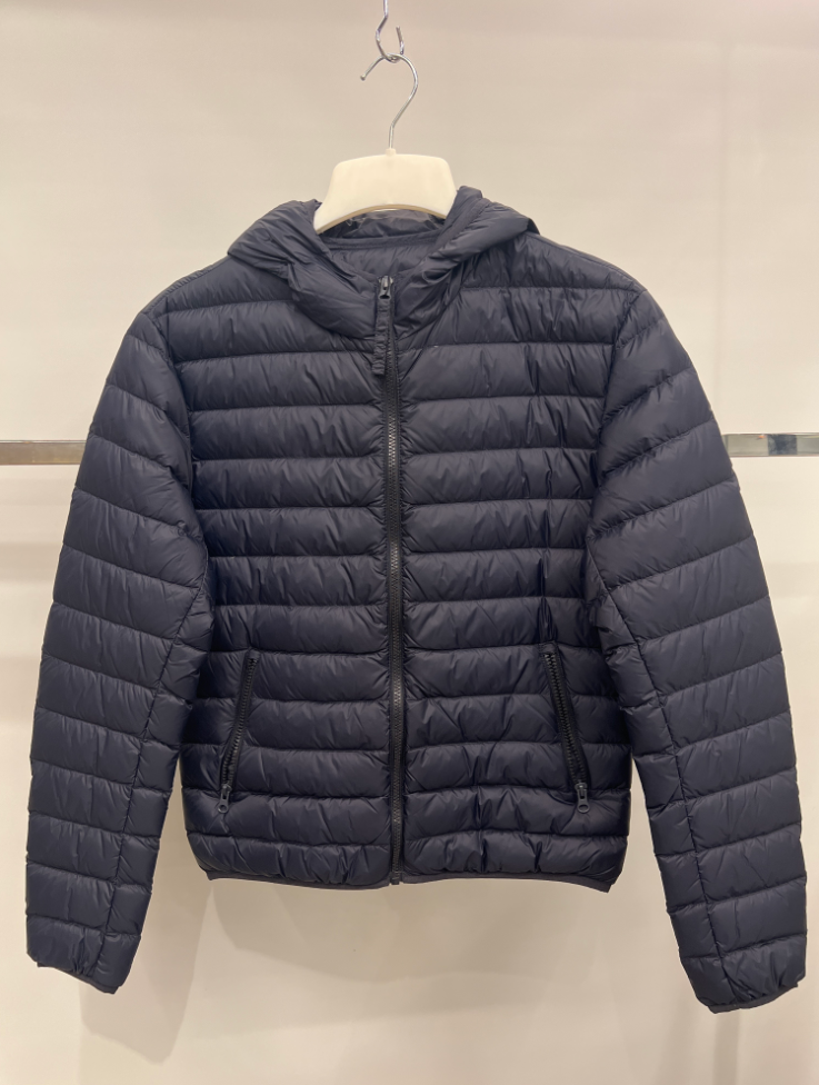 WG51 韓國拉鏈有帽薄鴨絨外套 (男女同款)-深藍色 NAVY (BM-NDA01/MG-NDA01)