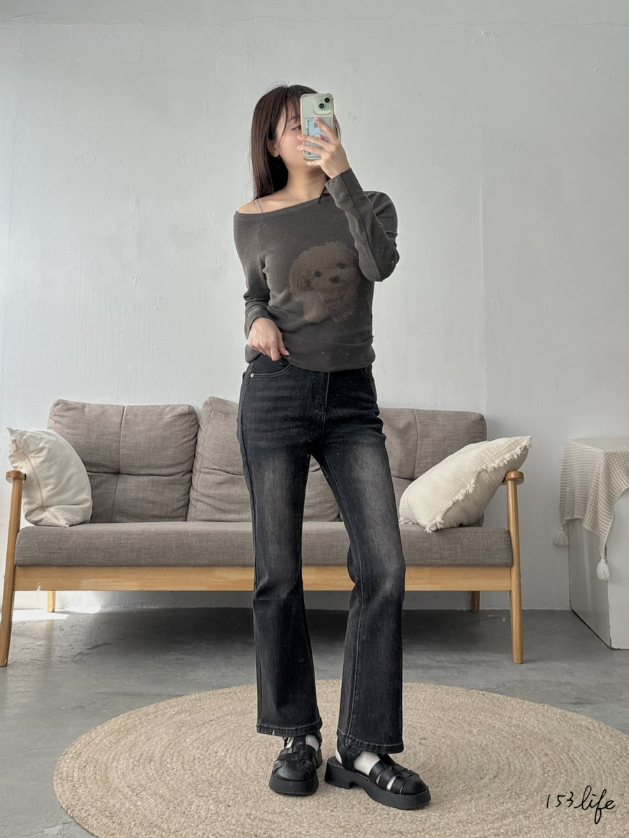 150以下適穿!小個子微喇叭彈性合身牛仔褲(藍.灰)(S-XL)