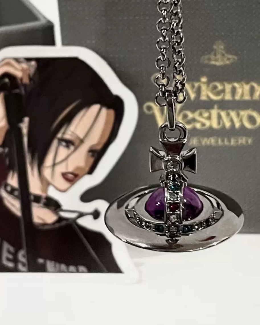 Vivienne Westwood 西太后 New tiny Orb 土星 透明 紫星球 水鑽 銀色 項鍊