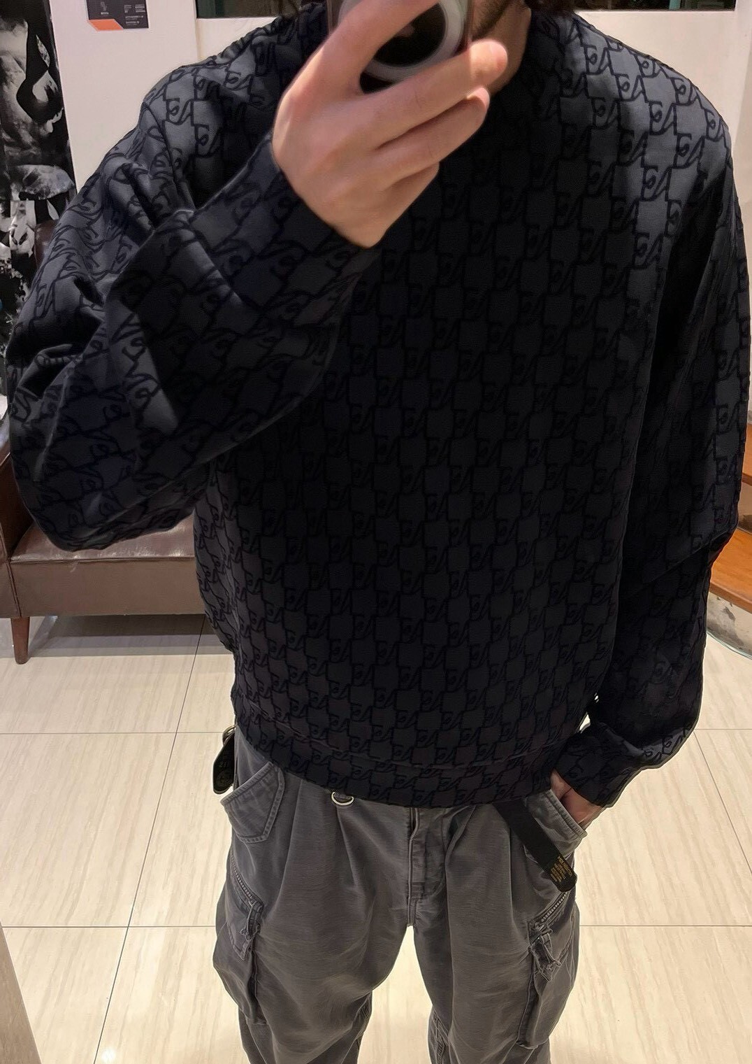 Emporio Armani 滿版植絨EA太空棉大學T