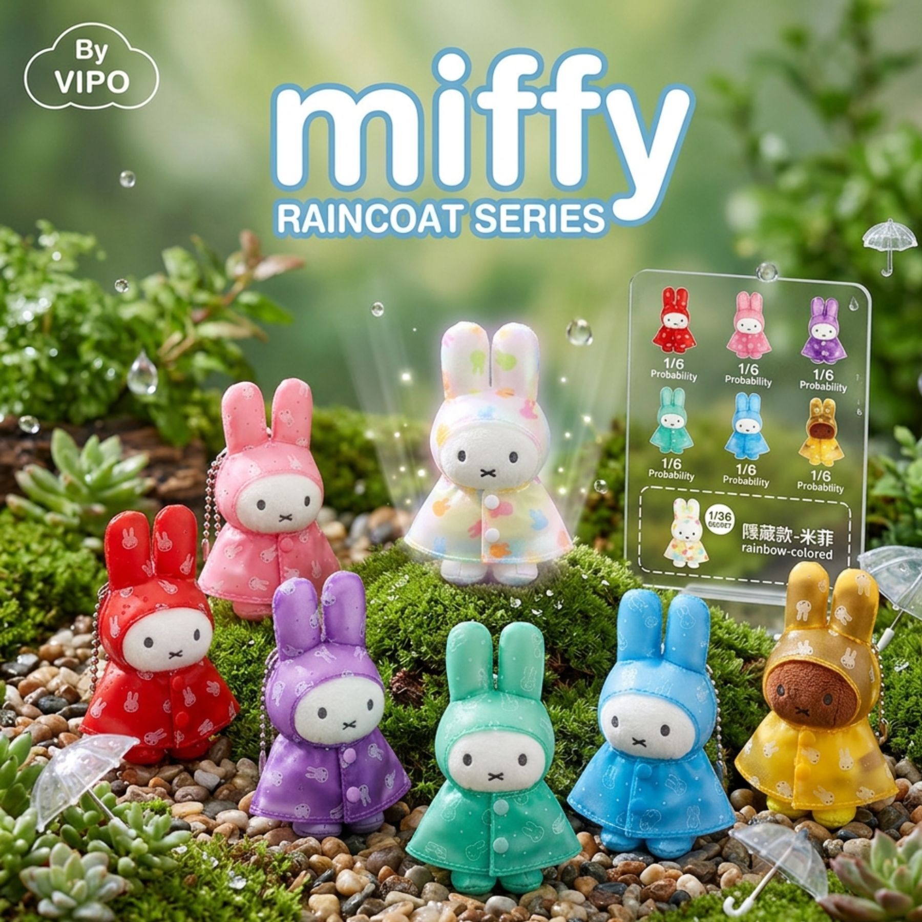 Miffy - 米菲雨衣系列毛絨掛件  鎖匙扣(盲盒)