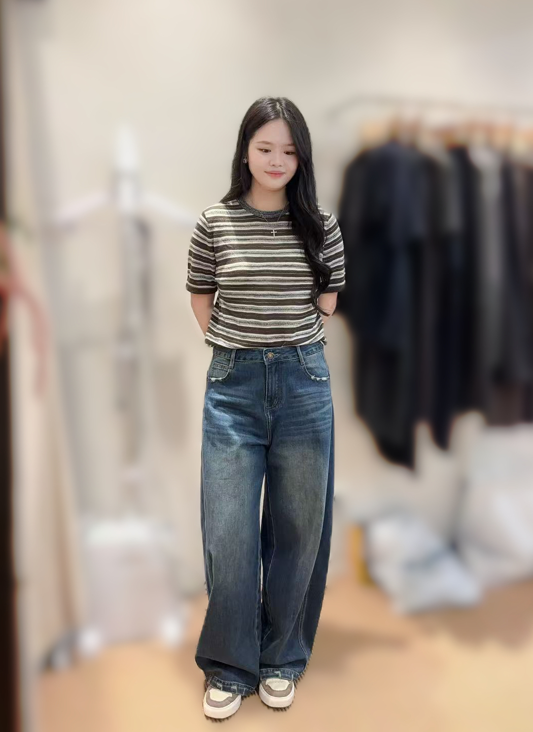 AQ26 S:腰26 HIP48 長39.5 / M:腰28 HIP49 長40 / L:腰30 HIP50 長40.5 / XL:腰31 HIP51 長41 $509