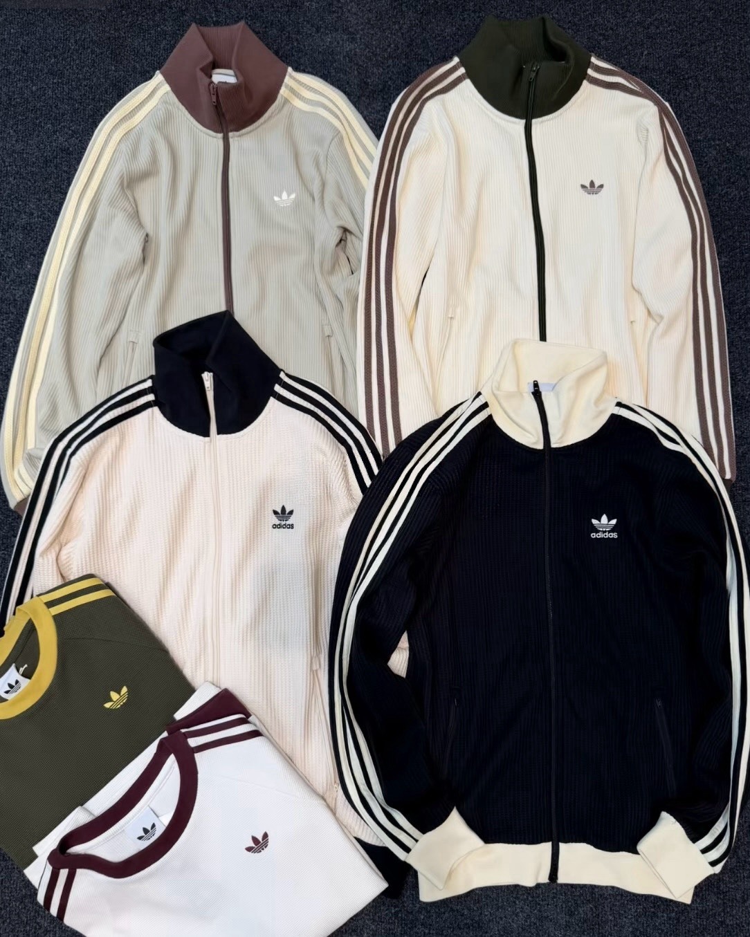 <新色報到>adidas originals WAFFLE BBTT 條紋 華夫格 復古立領 外套