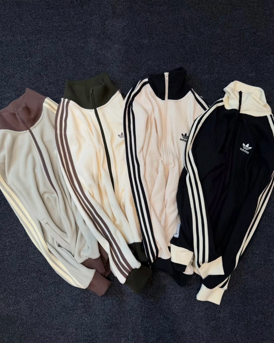 <新色報到>adidas originals WAFFLE BBTT 條紋 華夫格 復古立領 外套