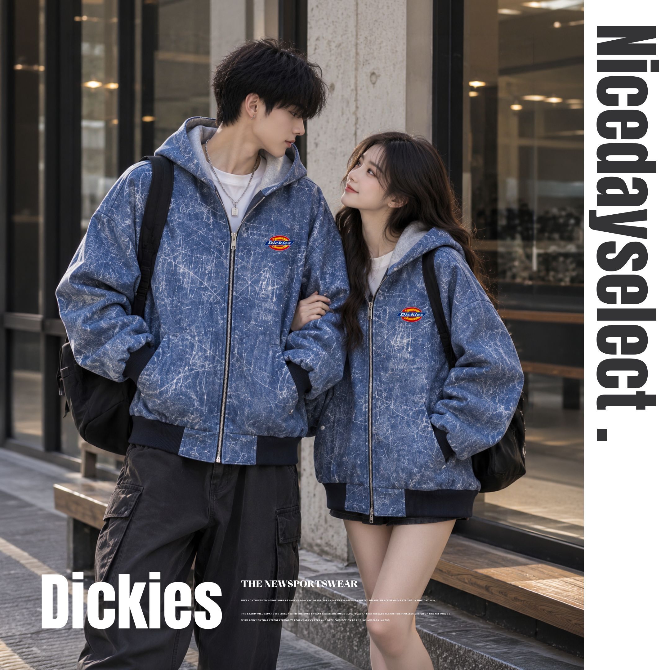NICEDAY 服飾 代購 Dickies Logo 外套 連帽外套 復古 紮染 染色 藍 灰 黑 秋冬 DKU261NWJ052-BDK