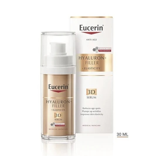 德國 Eucerin 優色林 Hyaluron-Filler + Elasticity 3D Serum 30ml【正品】精緻彈性3D精華｜淡化老年斑・充盈深層皺紋・提升彈性・熟齡抗老精華