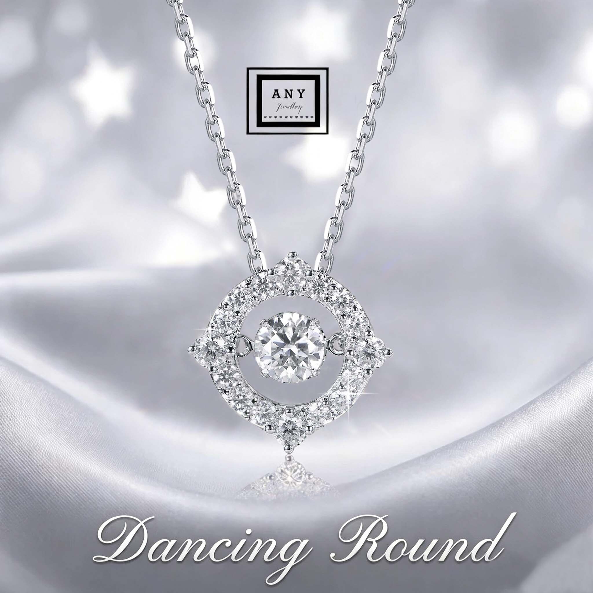 Dancing Round莫桑石頸鏈 #ANY940