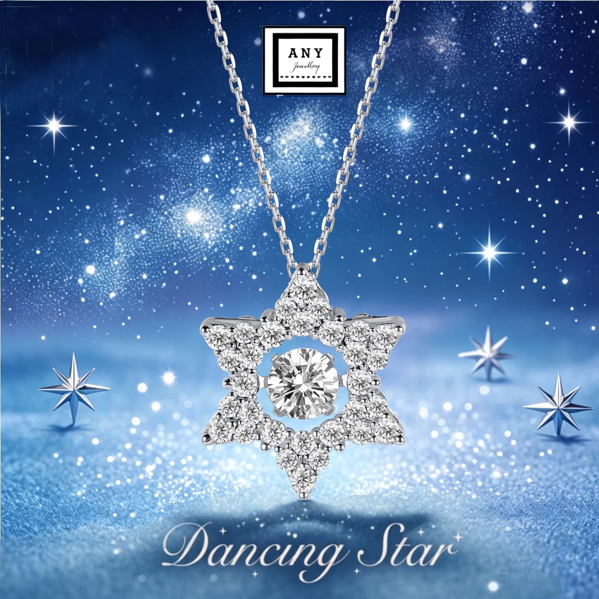 Dancing Star莫桑石頸鏈 #ANY941