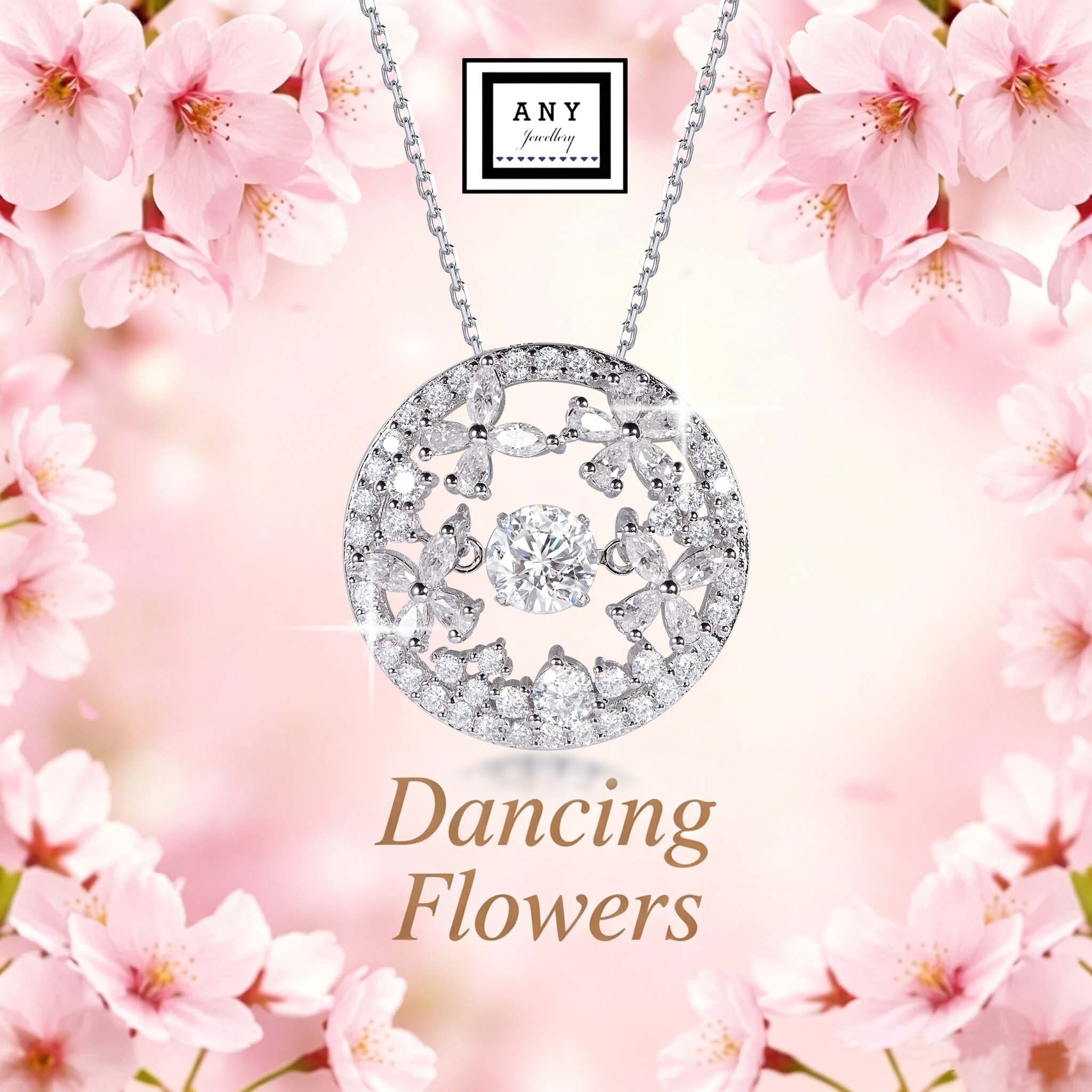 Dancing Flower莫桑石頸鏈 #ANY942