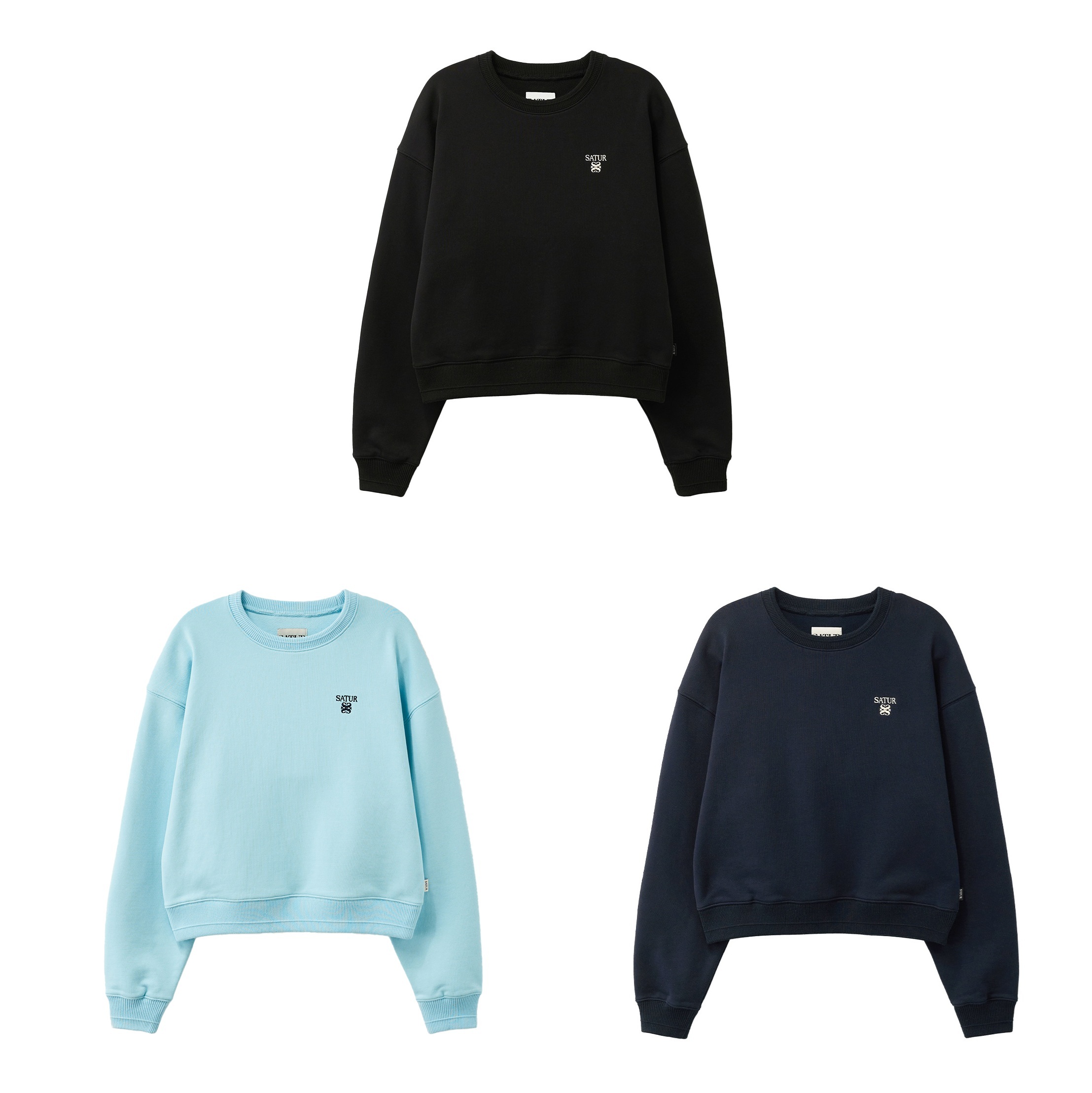 【19】SATUR W Loren Small Logo Basic Crop Sweatshirt - 3色選擇
