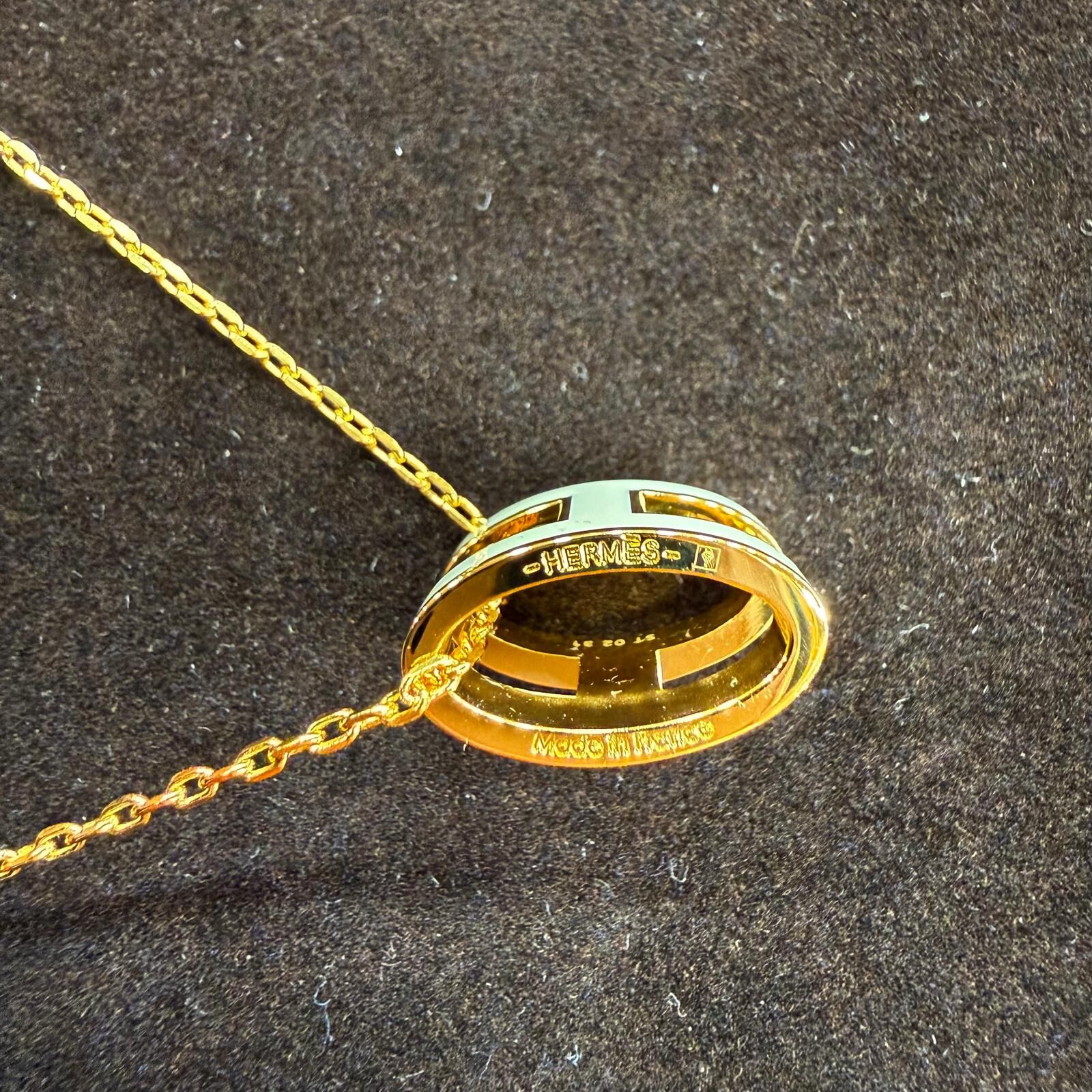 全新閑置品 HERMES NECKLACE 大POP H 白x金 #愛馬仕項鏈