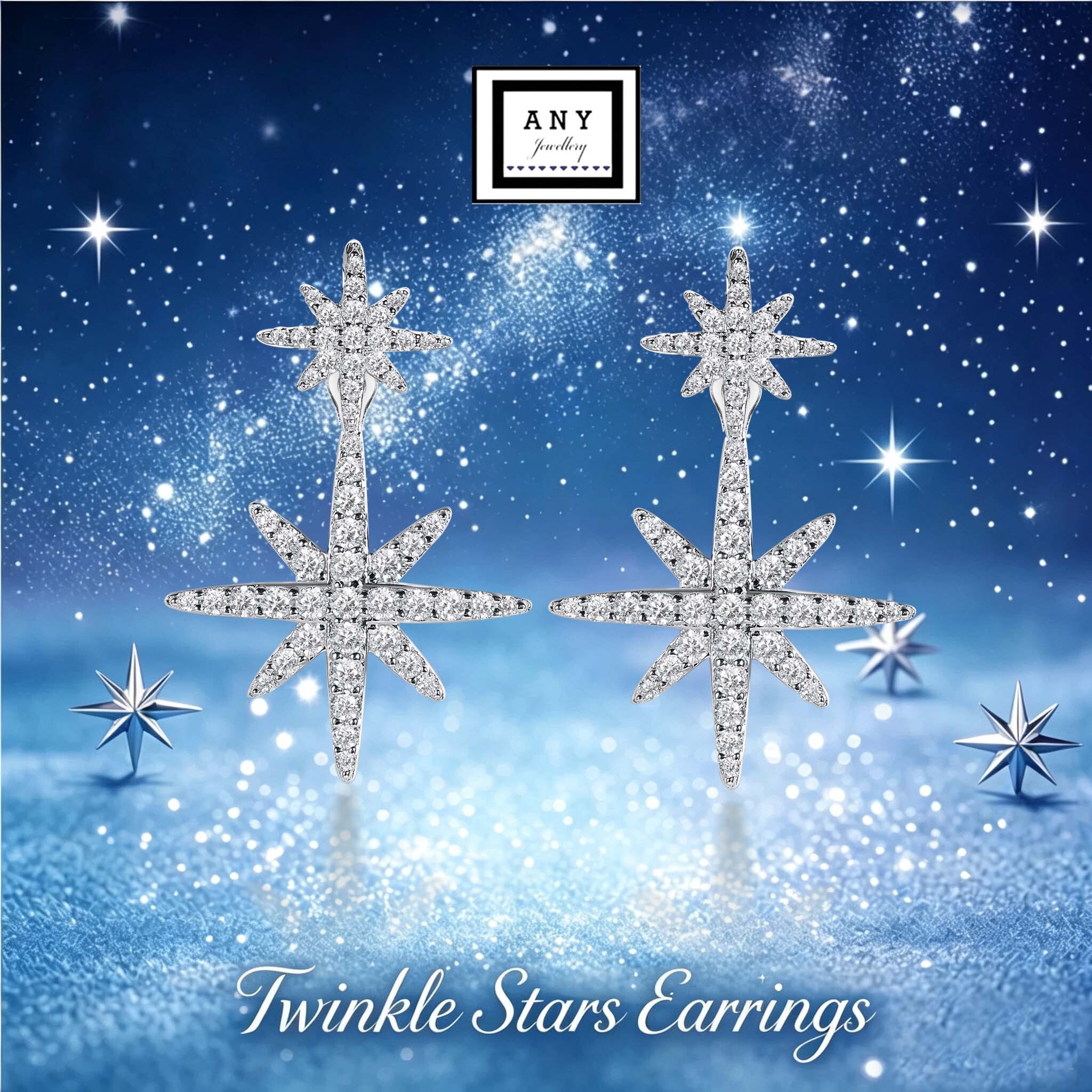 Twinkle Stars 2 Way莫桑石耳環 #ANY955