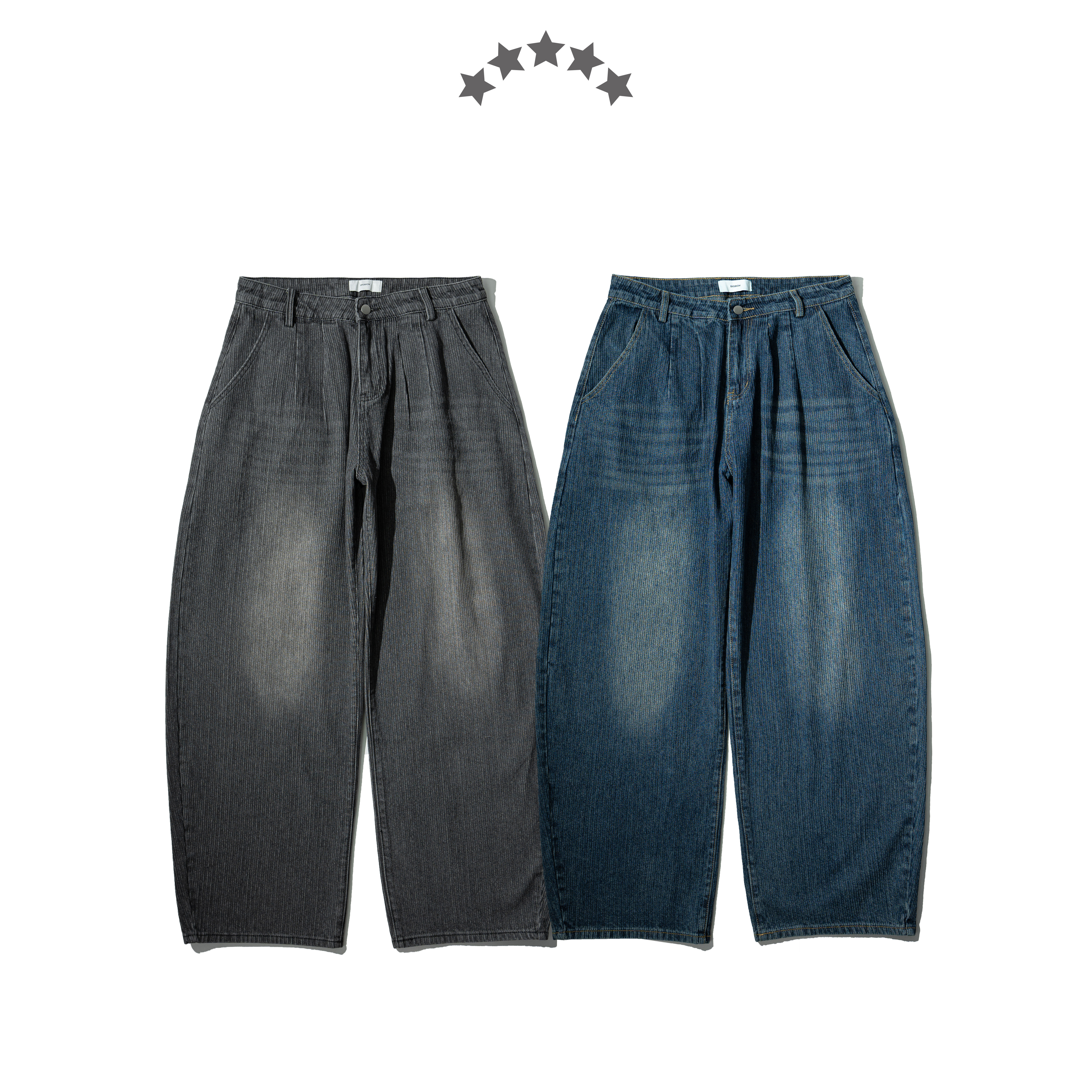 Textured Curved Denim Jeans 立體紋理 彎刀水洗 牛仔長褲 [B-2682-3]