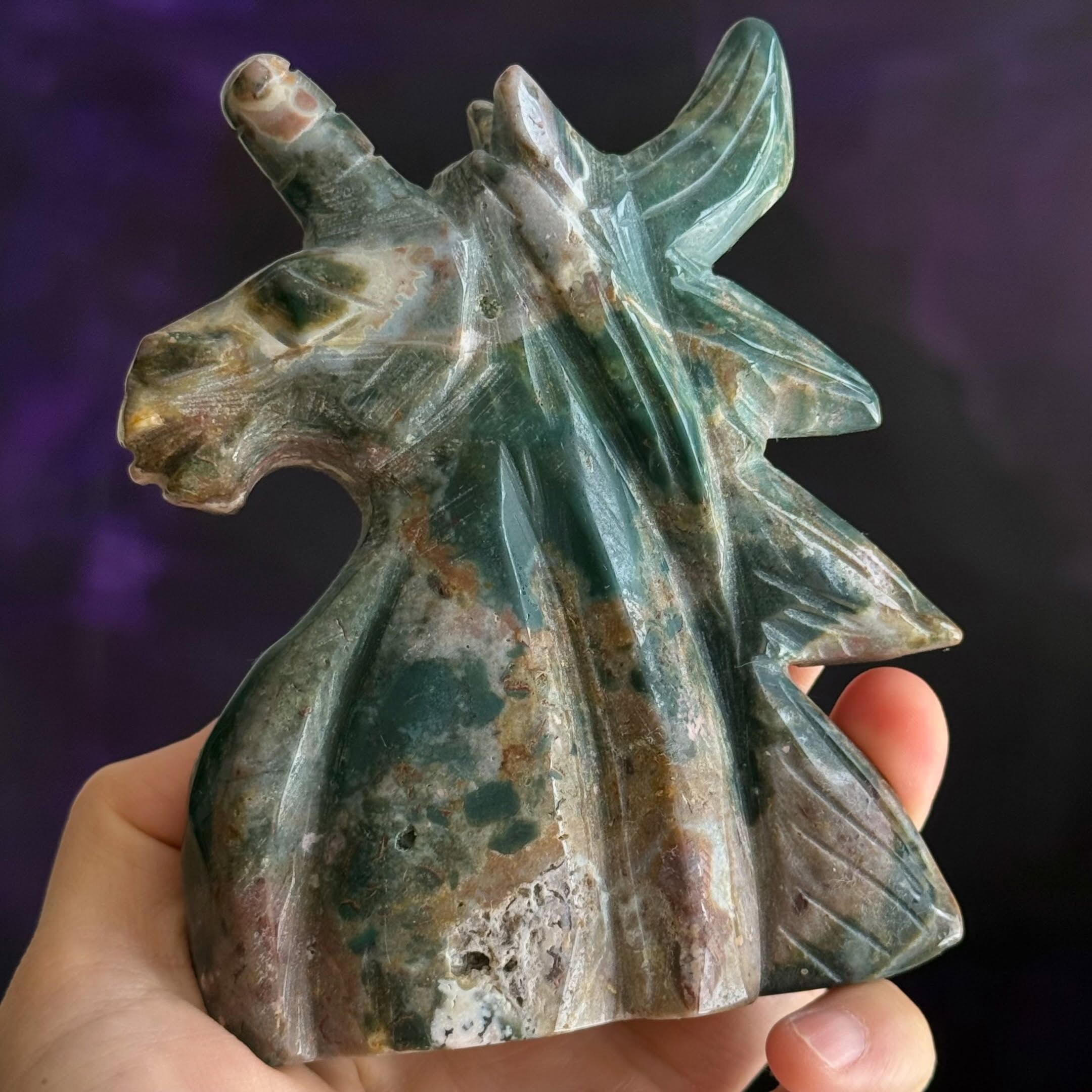[原石] 海洋碧玉 獨角獸 水晶擺飾