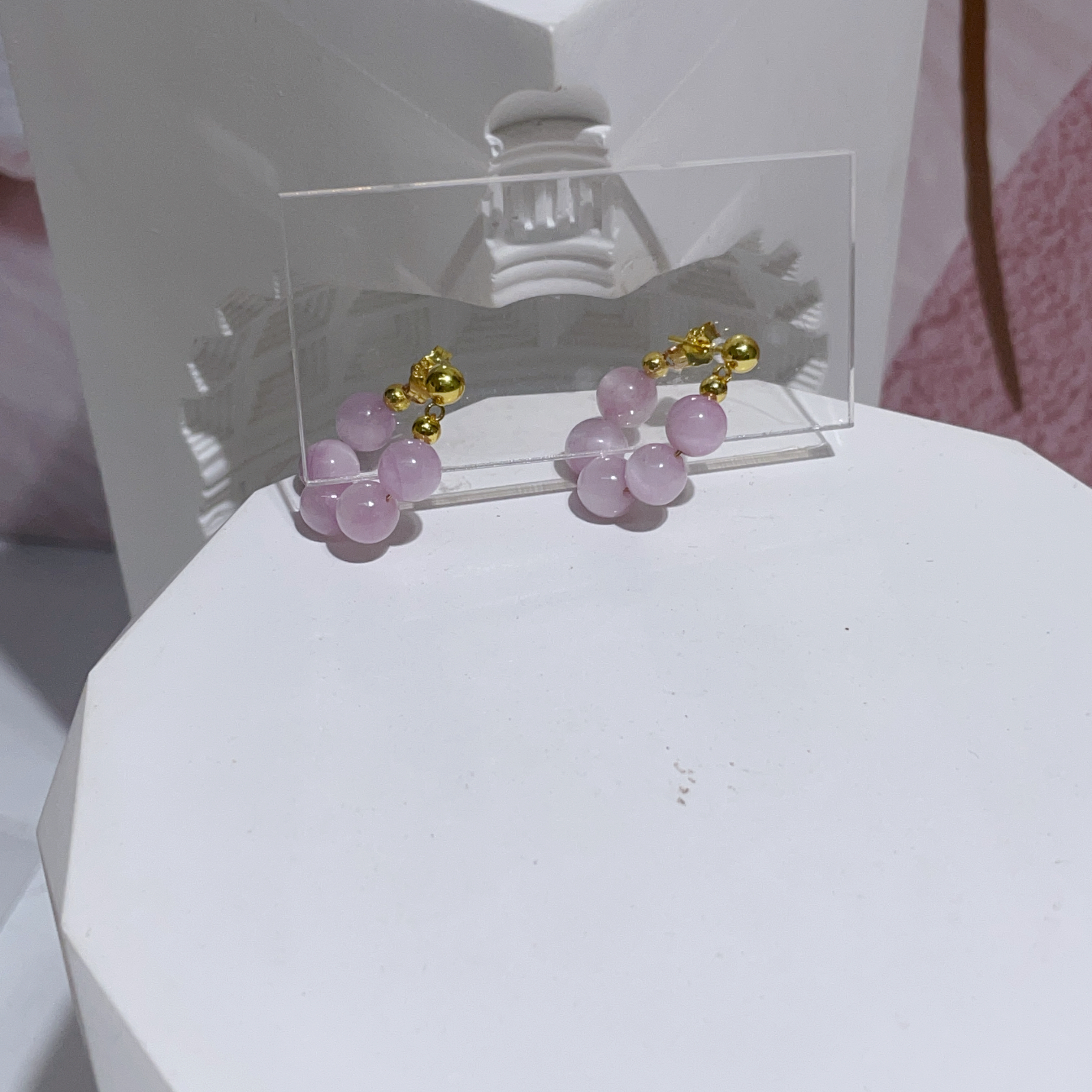 紫鋰輝U字耳環