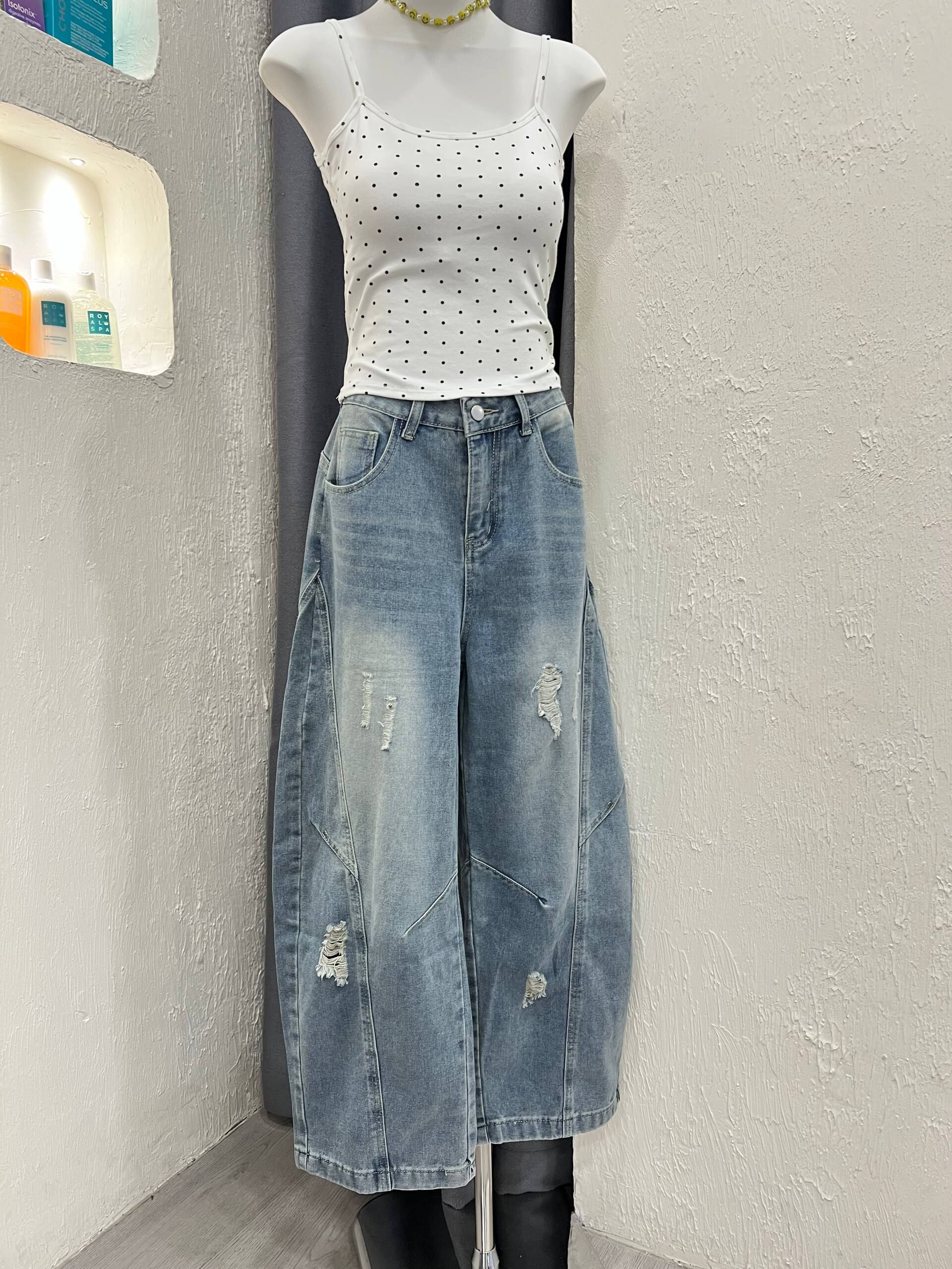 Ripped Buggy Denim