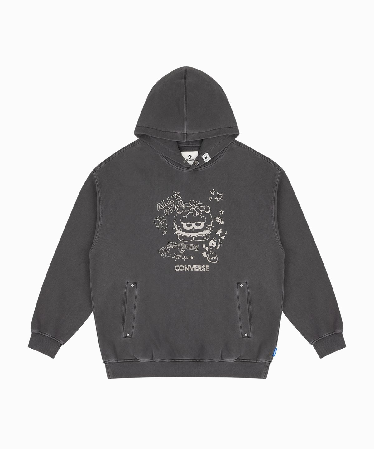 CONVERSE X ZO&FRIENDS WASHED FULL ZIP HOODIE ZOA 聯名 帽TEE GD 權志龍 水洗灰 UCL159-GDA