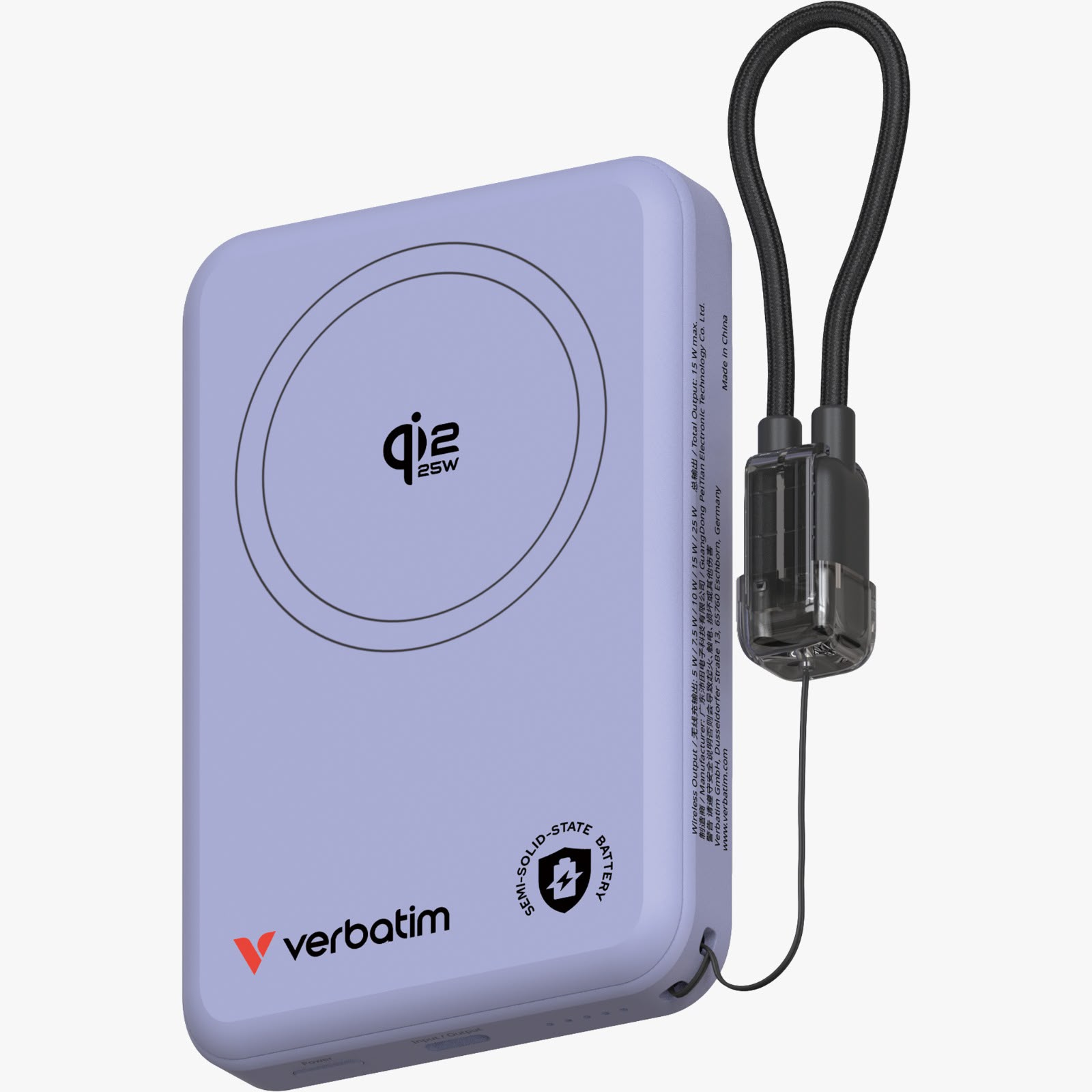 Verbatim (3C+QrCode) SnapBlok 10000mAh Qi2.2 半固態磁吸式無線行動電源 - (67069-Black / 67070-Purple)