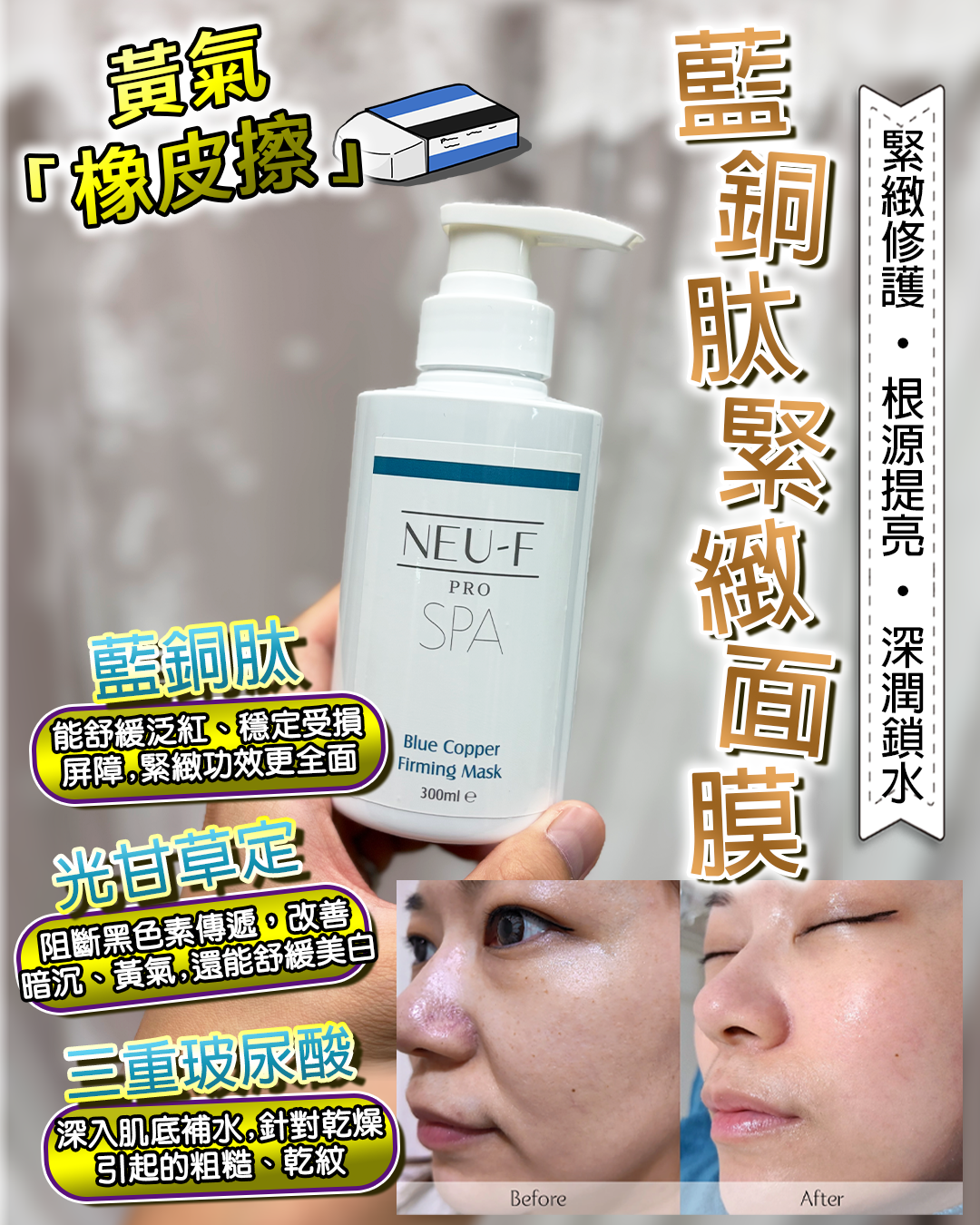 Neu-F Pro SPA Blue Copper Firming Mask 藍銅肽緊緻面膜（買一送一，共兩支）