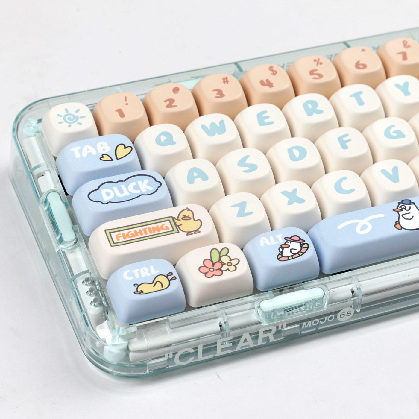 MOA高度PBT熱昇華可愛卡通無聊鴨鍵帽 MOA height Cute cartoon Bored Duck keycaps