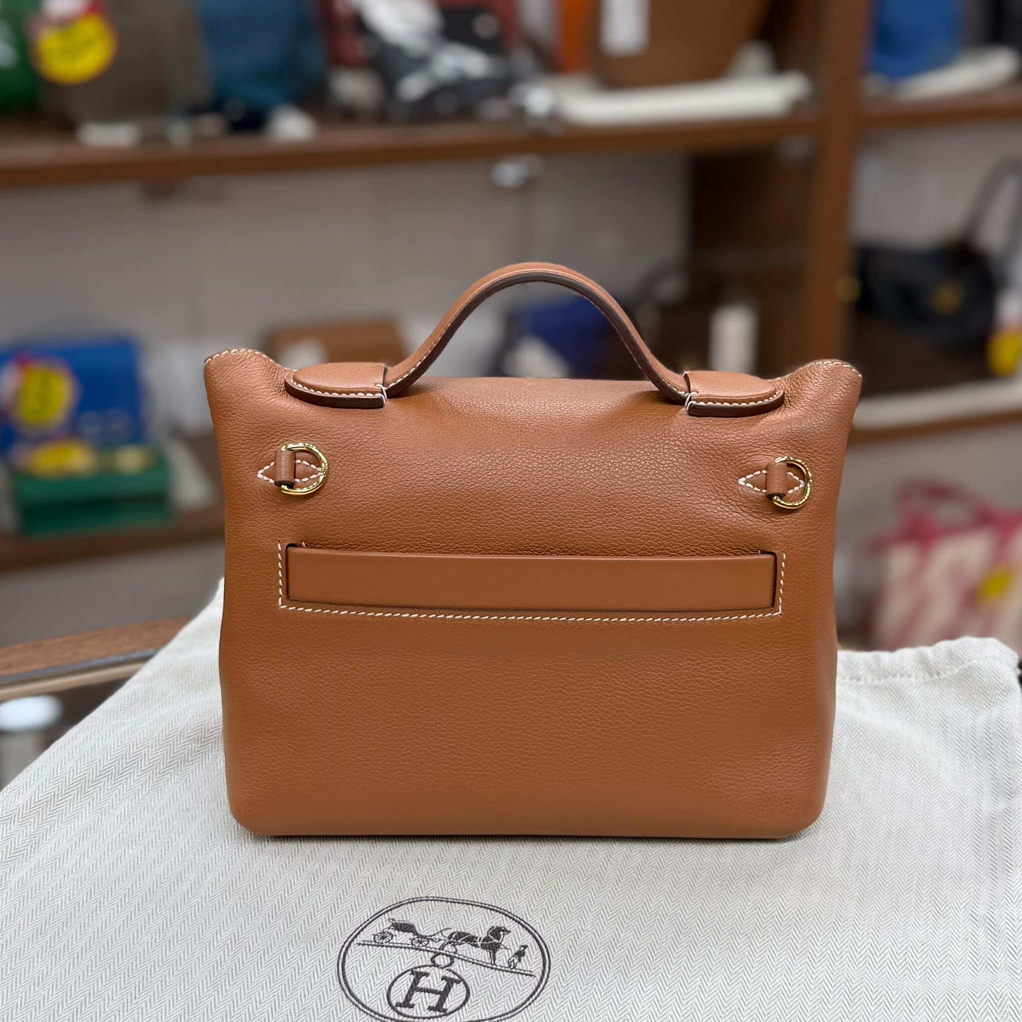 95%NEW USED HERMES 2424 21 MINI 金棕色金扣EVERCOLOR皮 GOLD GHW,STAMP Y  #愛馬仕