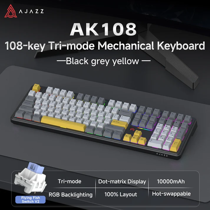 AJazz x NacodeX AK108 V2 3 Mode Mechanical Keyboard  (飛魚軸)