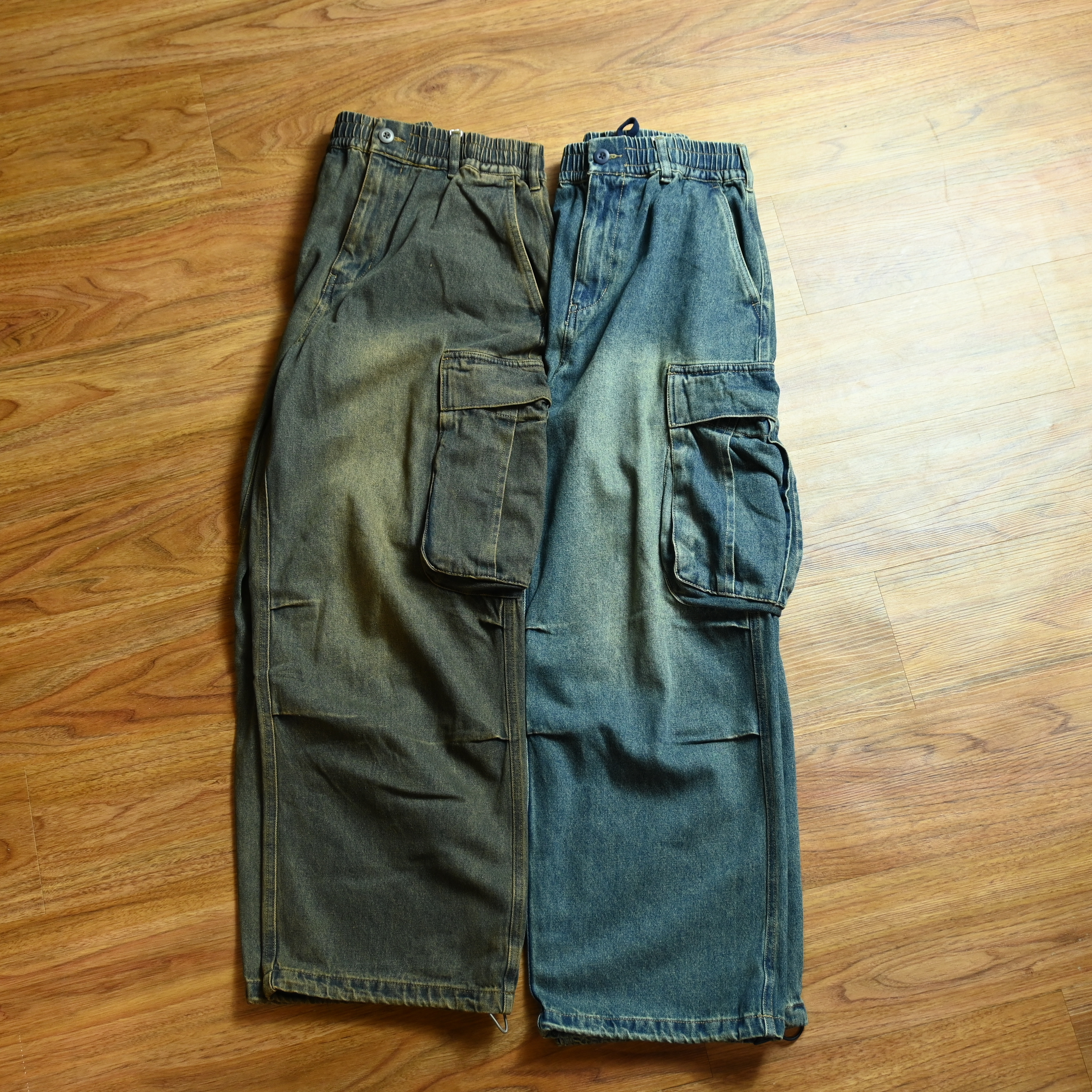 Philip Lumbang Vintage Denim Wide Cargo Pants