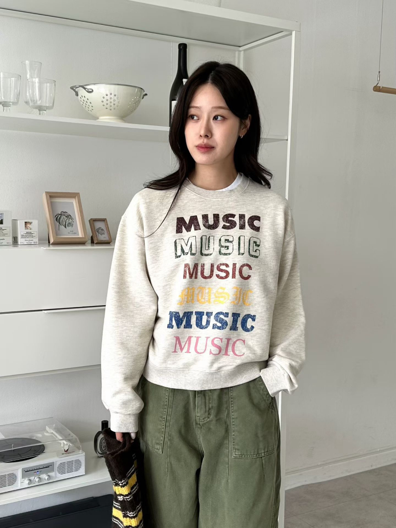 把好心情穿上身★復古彩色MUSIC休閒大學T
