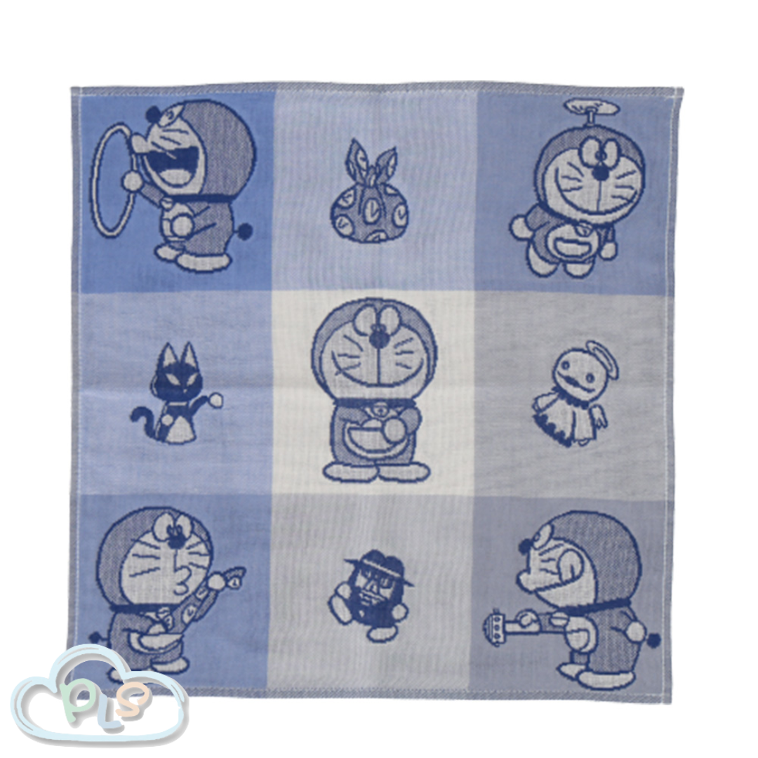 Japanese Style Three-Layer Pure Cotton Square Scarf Doraemon Kawabe Grey #41002-1