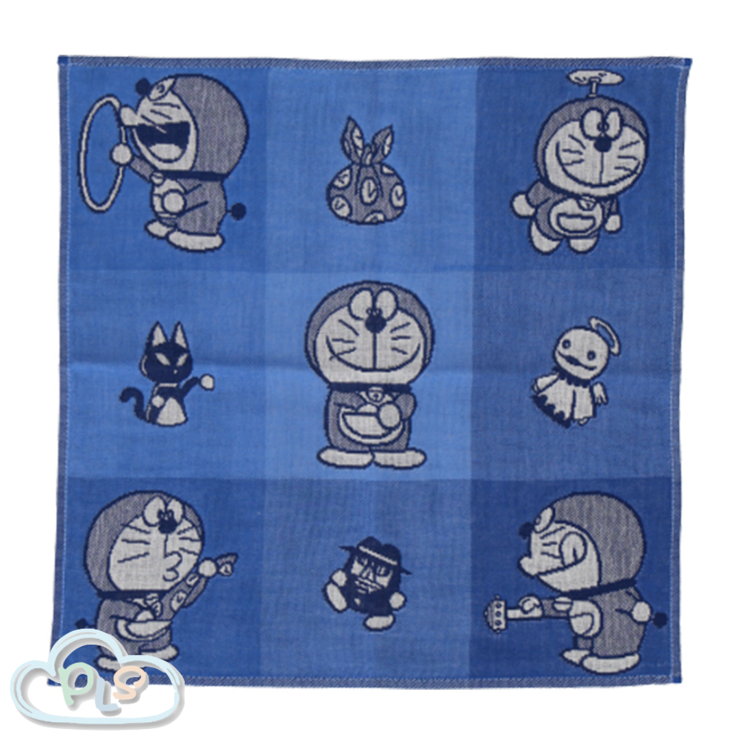 Japanese Style Three-Layer Pure Cotton Square Scarf Doraemon Kawabe Dark Blue #41001-1