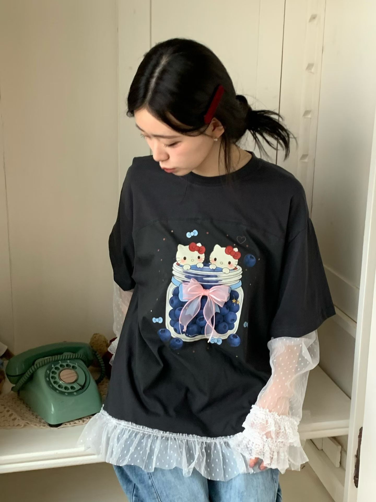 KITTY罐紗袖T