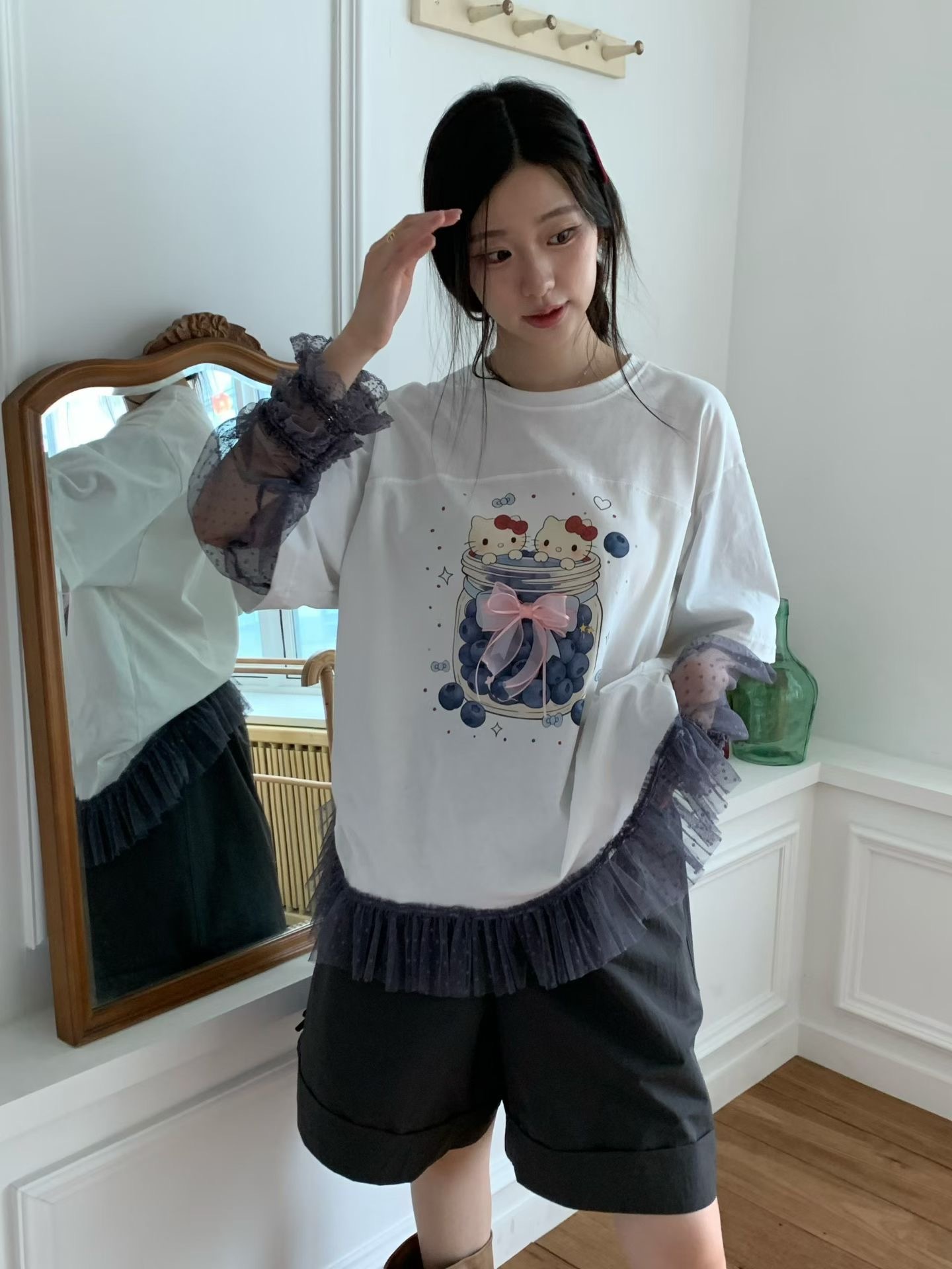 KITTY罐紗袖T