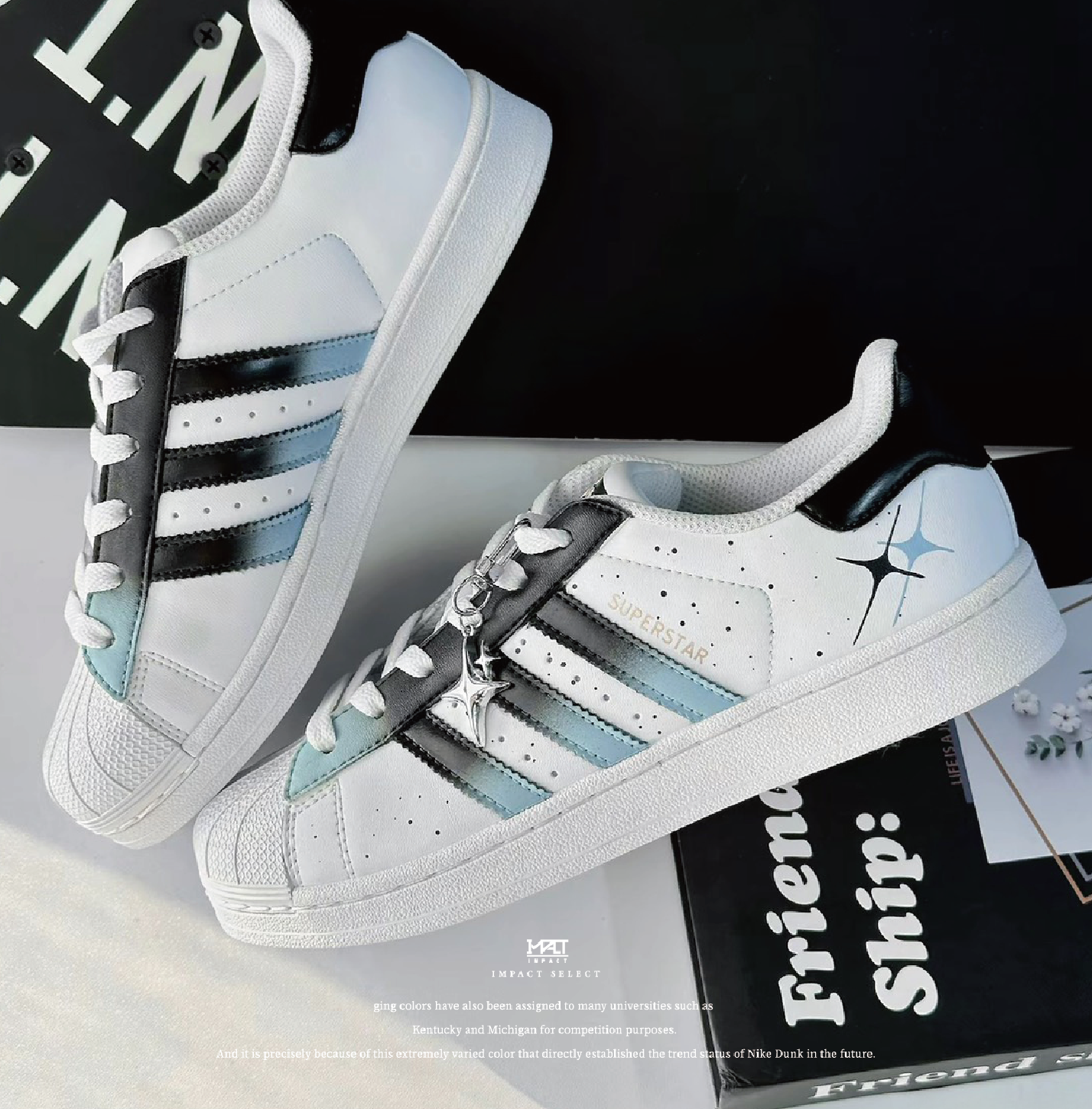 【訂製款】adidas originals Superstar 銀河星途 漸層 藍黑 星芒