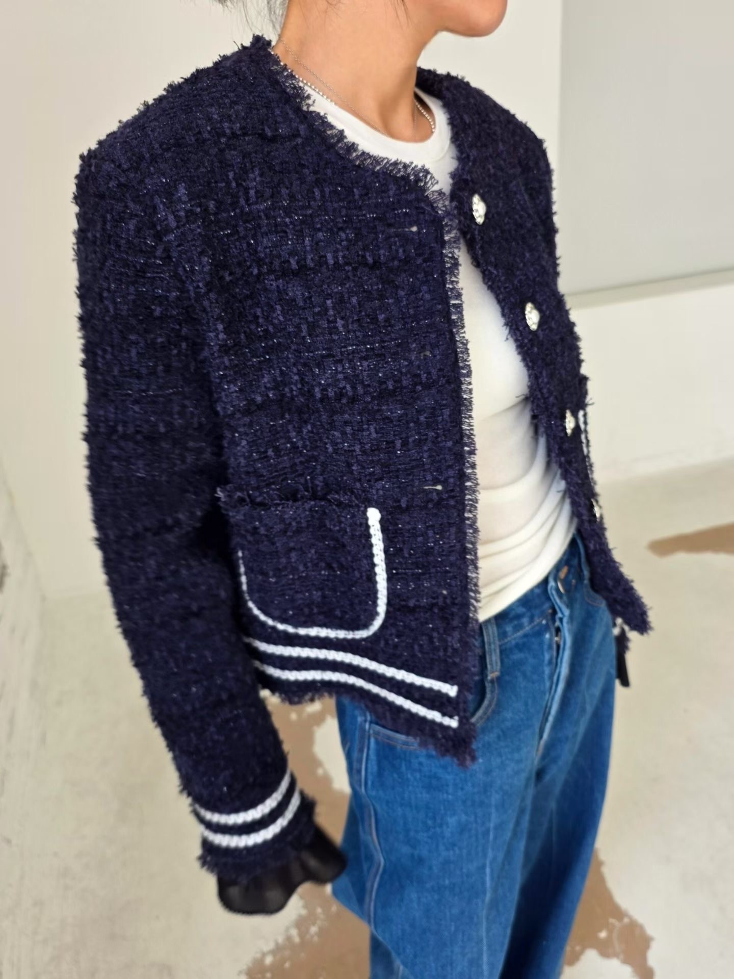 滾線小香風外套