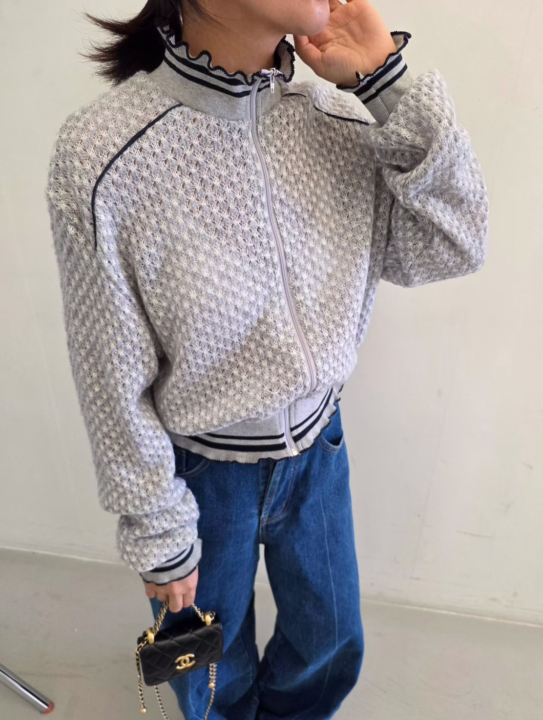 立領荷葉運動風夾克