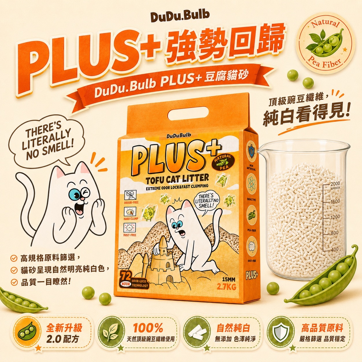 Plus+納米生物酶除臭豆腐貓砂 2.7kg