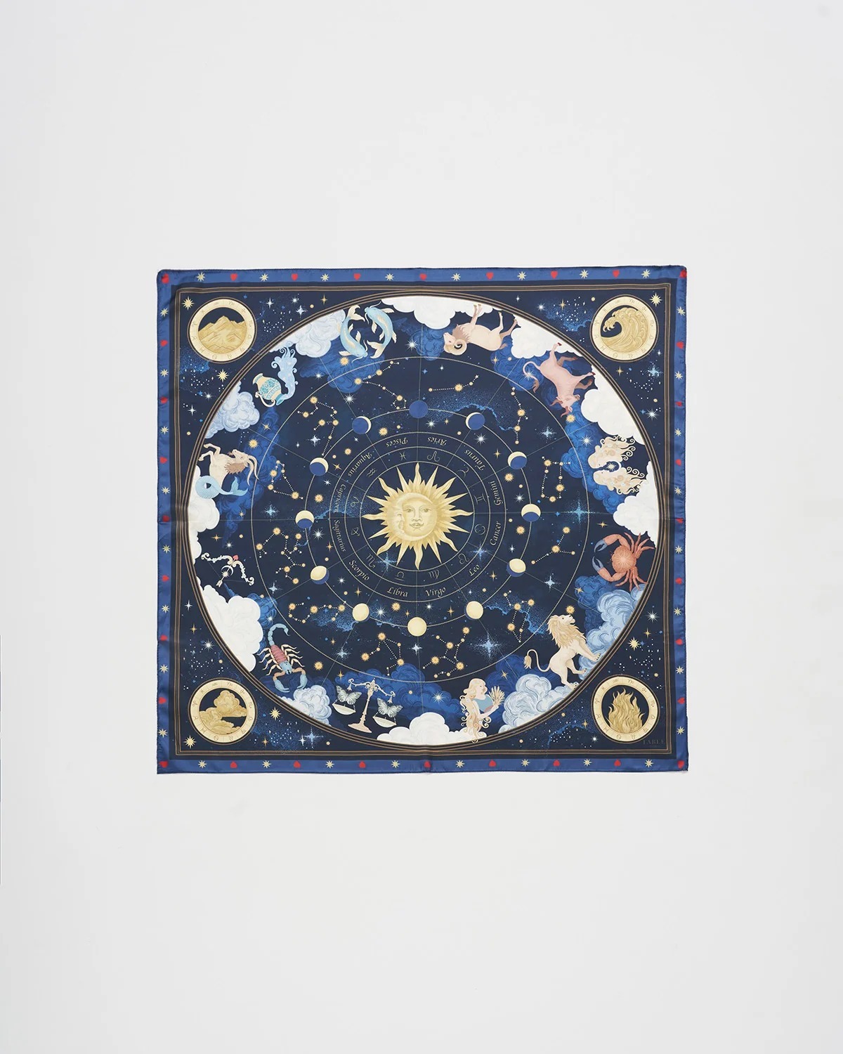 英國代購 FABLE ENGLAND Zodiac Medium Square Scarf in Navy 49282