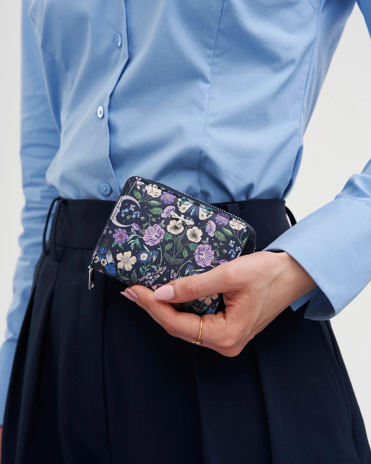 英國代購 FABLE ENGLAND Selene Print Small Purse in Navy 47516